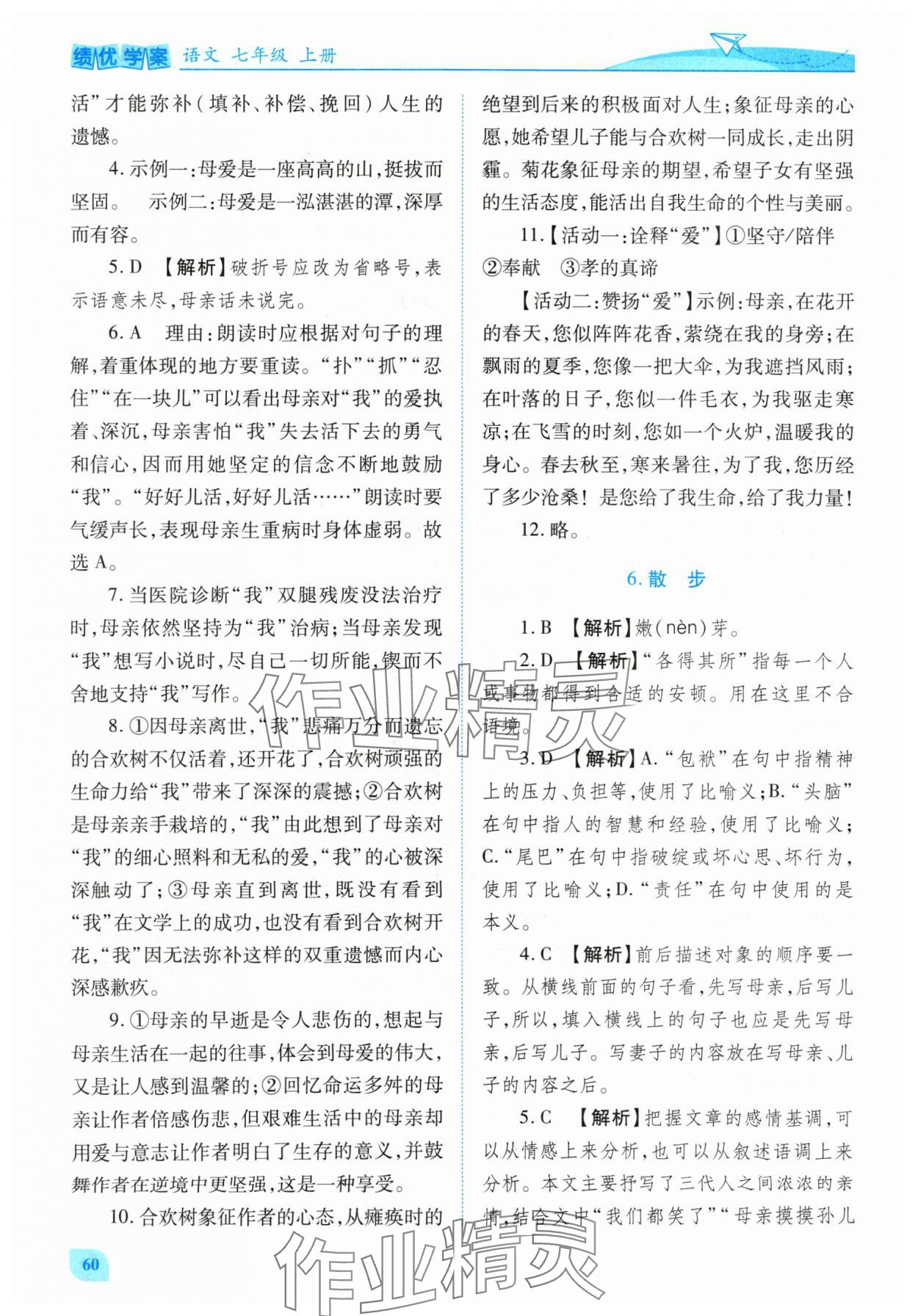 2024年绩优学案七年级语文上册人教版 第4页