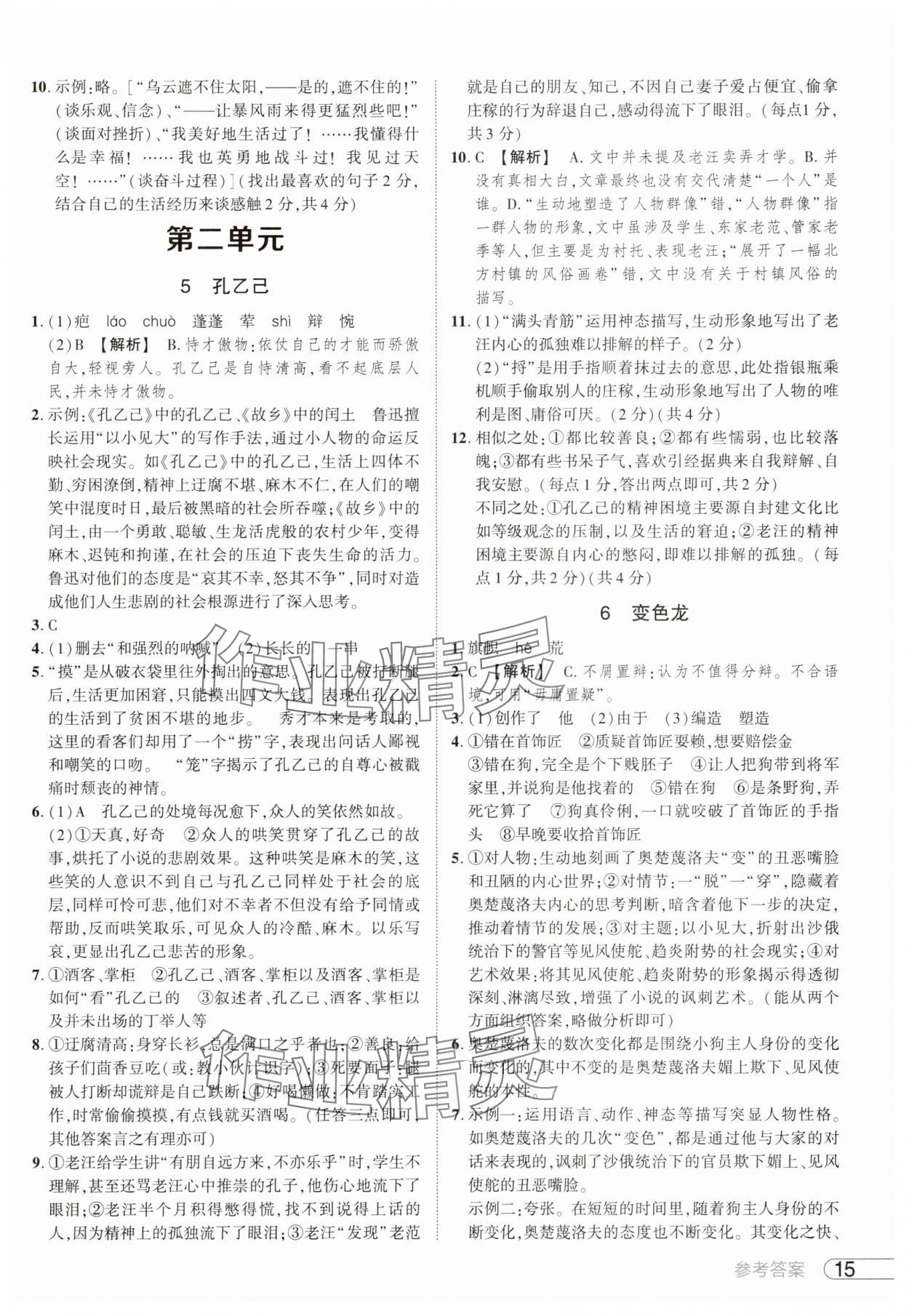 2025年鼎成中考活頁好題九年級語文人教版河南專版 參考答案第15頁
