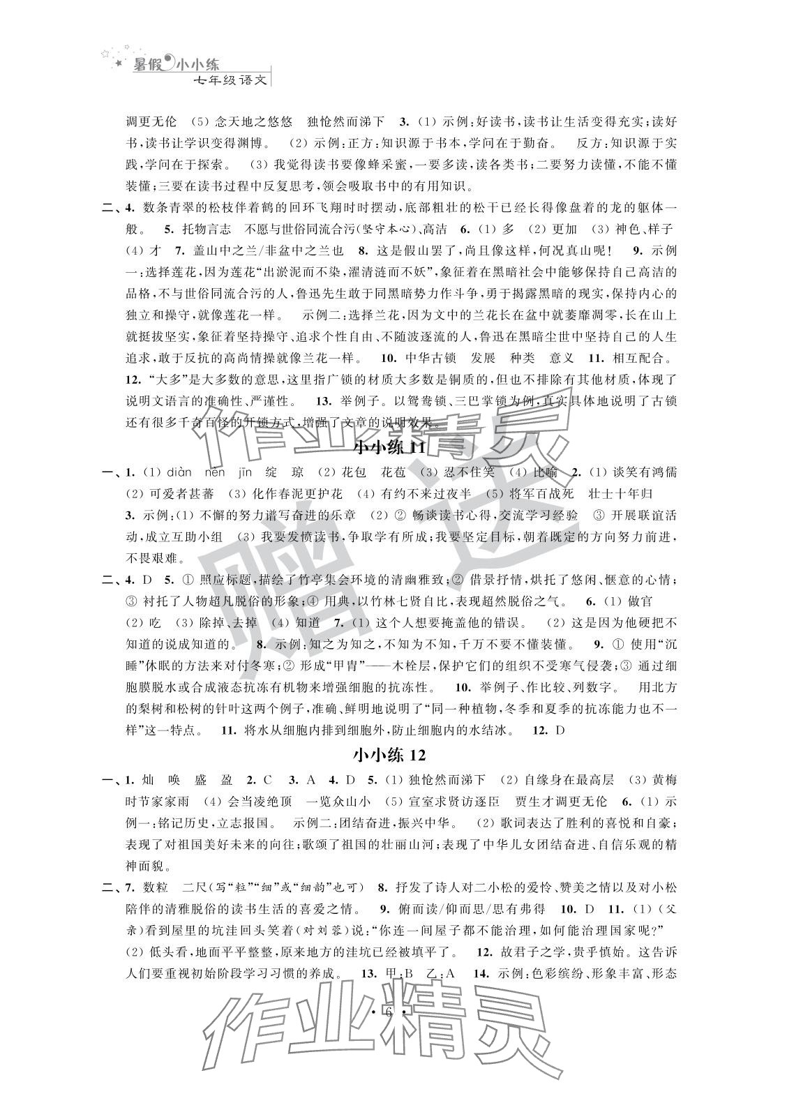 2025年暑假小小練七年級(jí)語(yǔ)文數(shù)學(xué)英語(yǔ)合訂本 參考答案第6頁(yè)