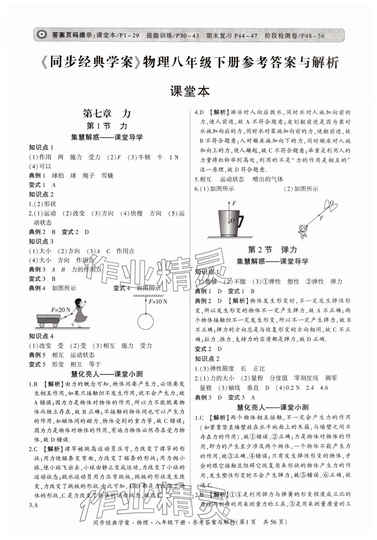 2024年同步經(jīng)典學(xué)案八年級(jí)物理下冊(cè) 第1頁(yè)