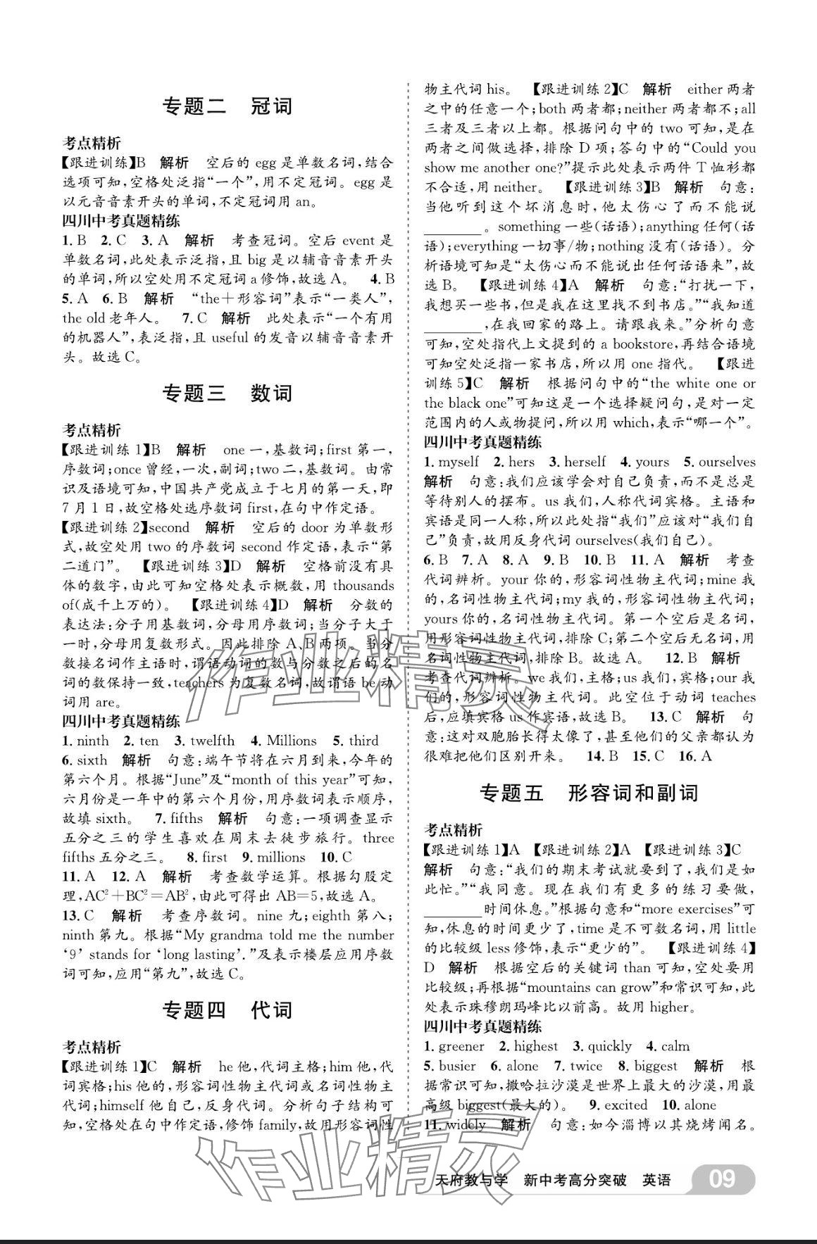 2025年天府教與學新中考高分突破英語四川專版 參考答案第8頁