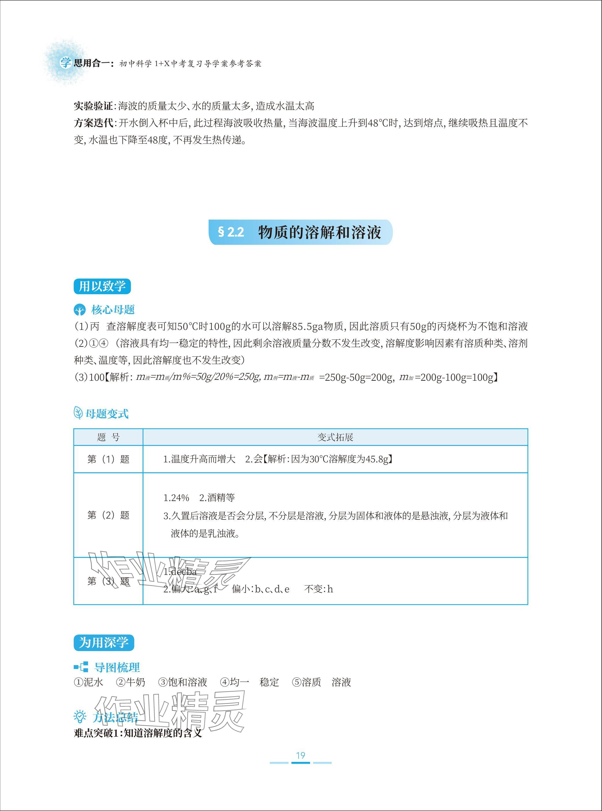 2025年學思用合一初中科學1加X中考復習導學案 參考答案第19頁
