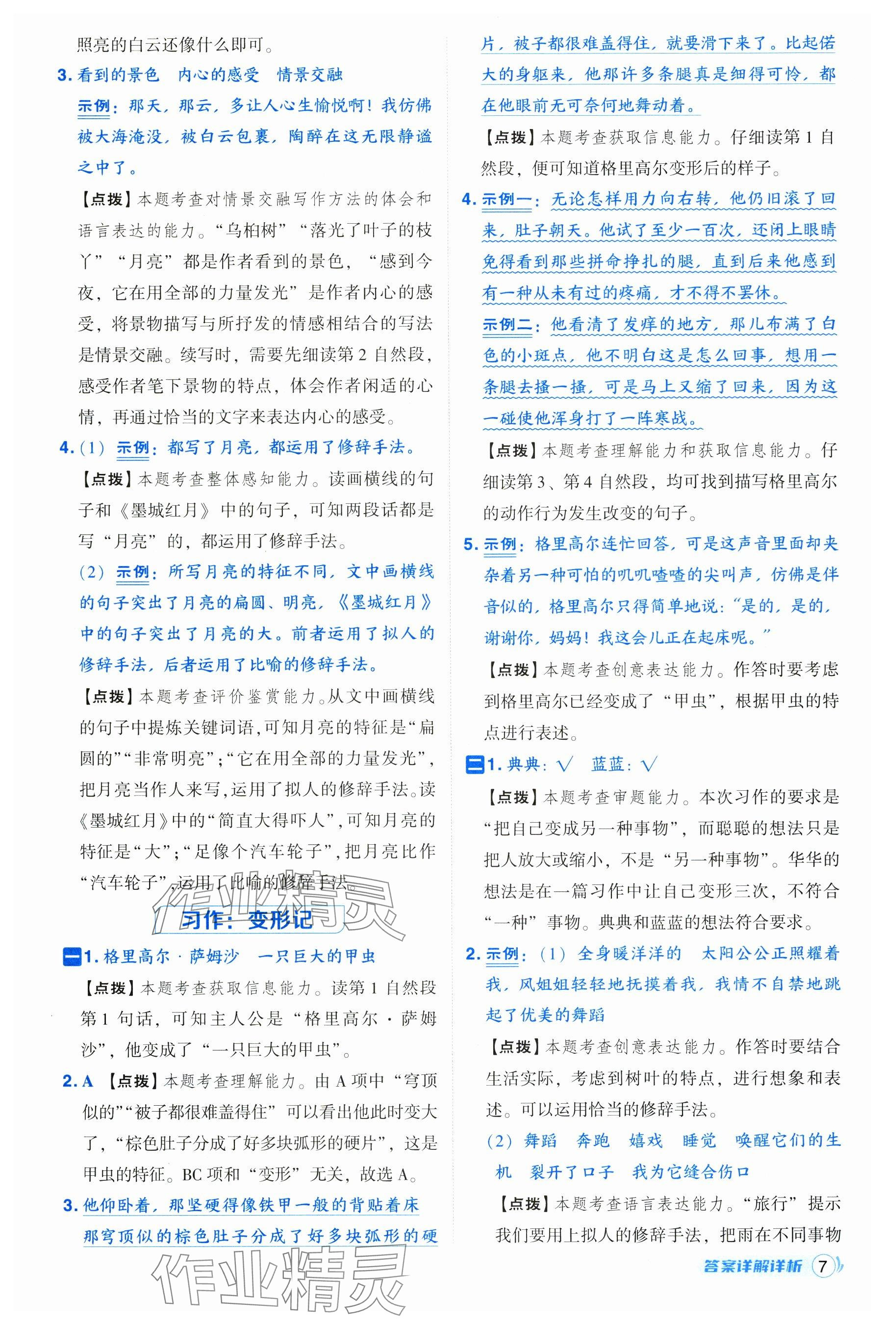 2024年綜合應(yīng)用創(chuàng)新題典中點(diǎn)六年級(jí)語(yǔ)文上冊(cè)人教版 參考答案第7頁(yè)