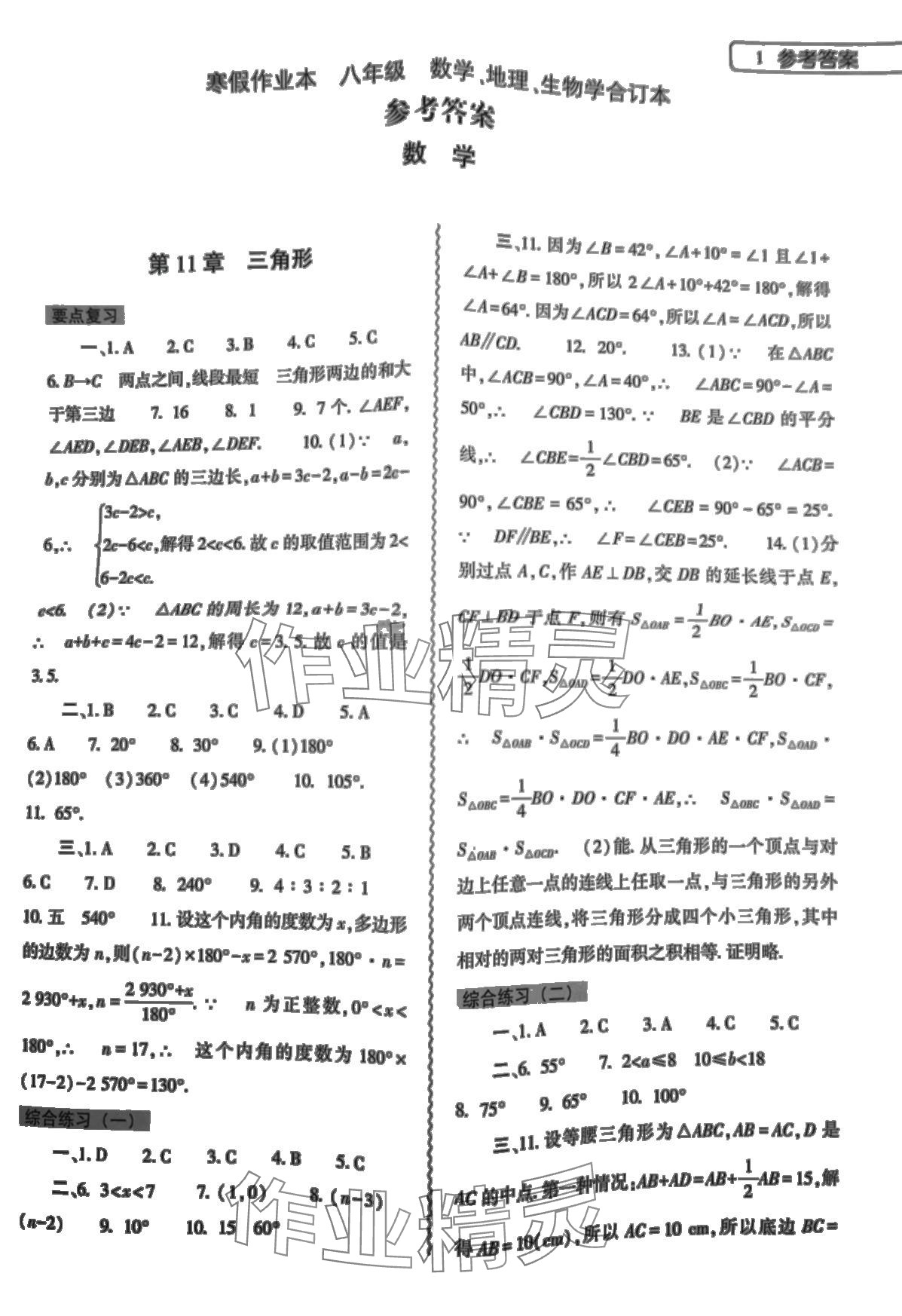 2024年寒假作業(yè)本大象出版社八年級綜合數(shù)學(xué)地理生物學(xué) 第1頁