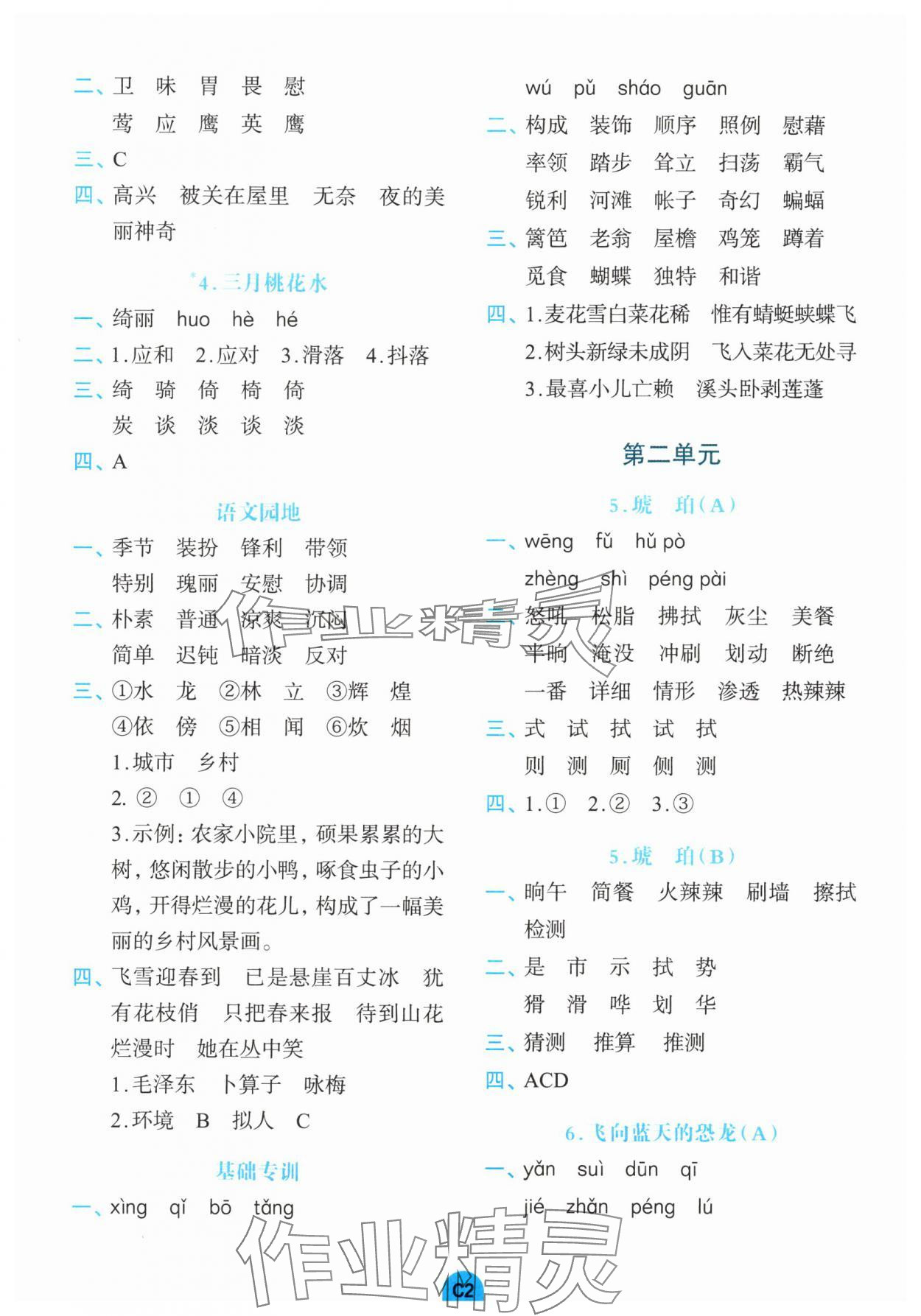 2025年考点默写手册四年级语文下册人教版 第2页
