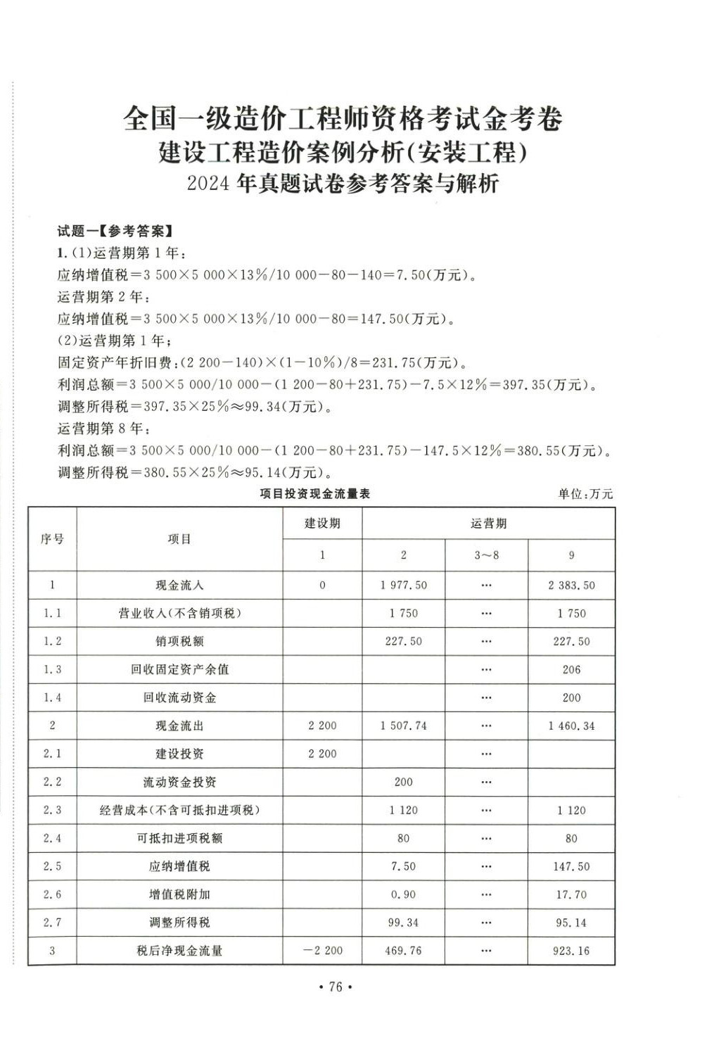 2025年全國一級造價工程師資格考試金考卷建設工程造價案例分析&nbsp;第6頁