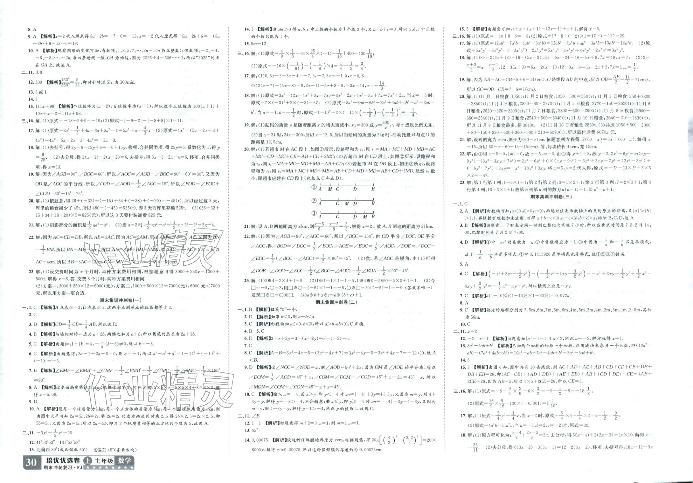2025年金优教辅培优优选卷七年级数学上册人教版 第2页