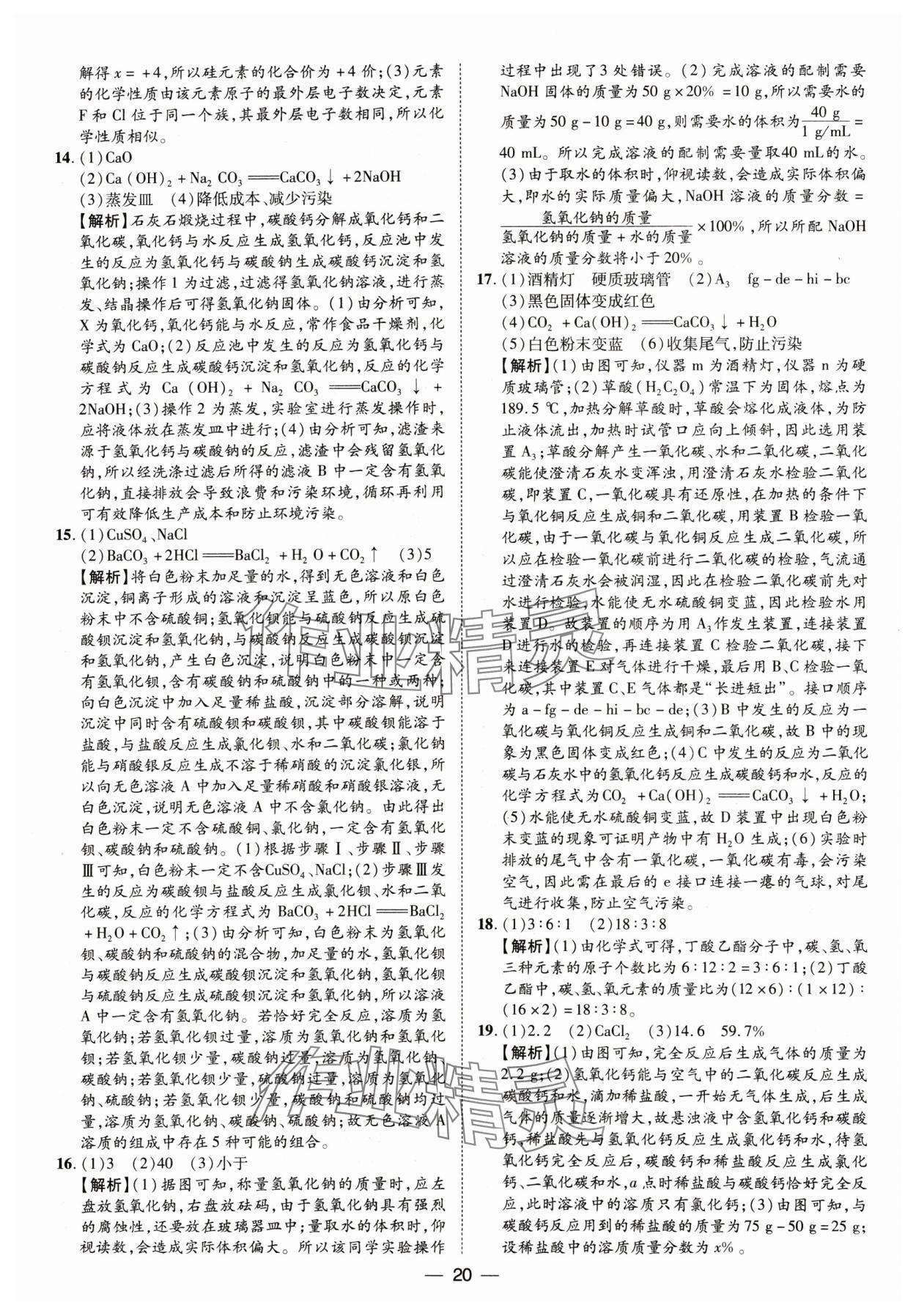 2025年魯人泰斗中考必備中考試題匯編化學(xué)山東專版&nbsp;參考答案第20頁