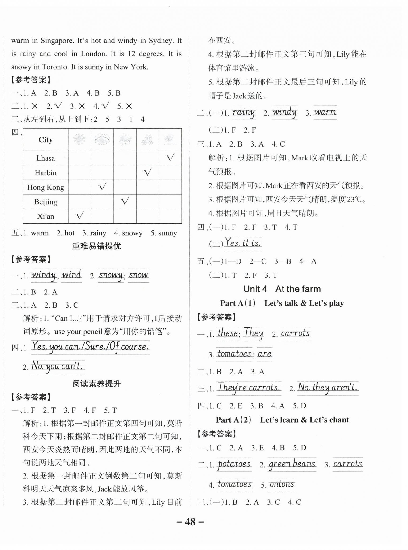 2025年綠卡小學(xué)作業(yè)本四年級英語下冊人教版西安專版 參考答案第8頁