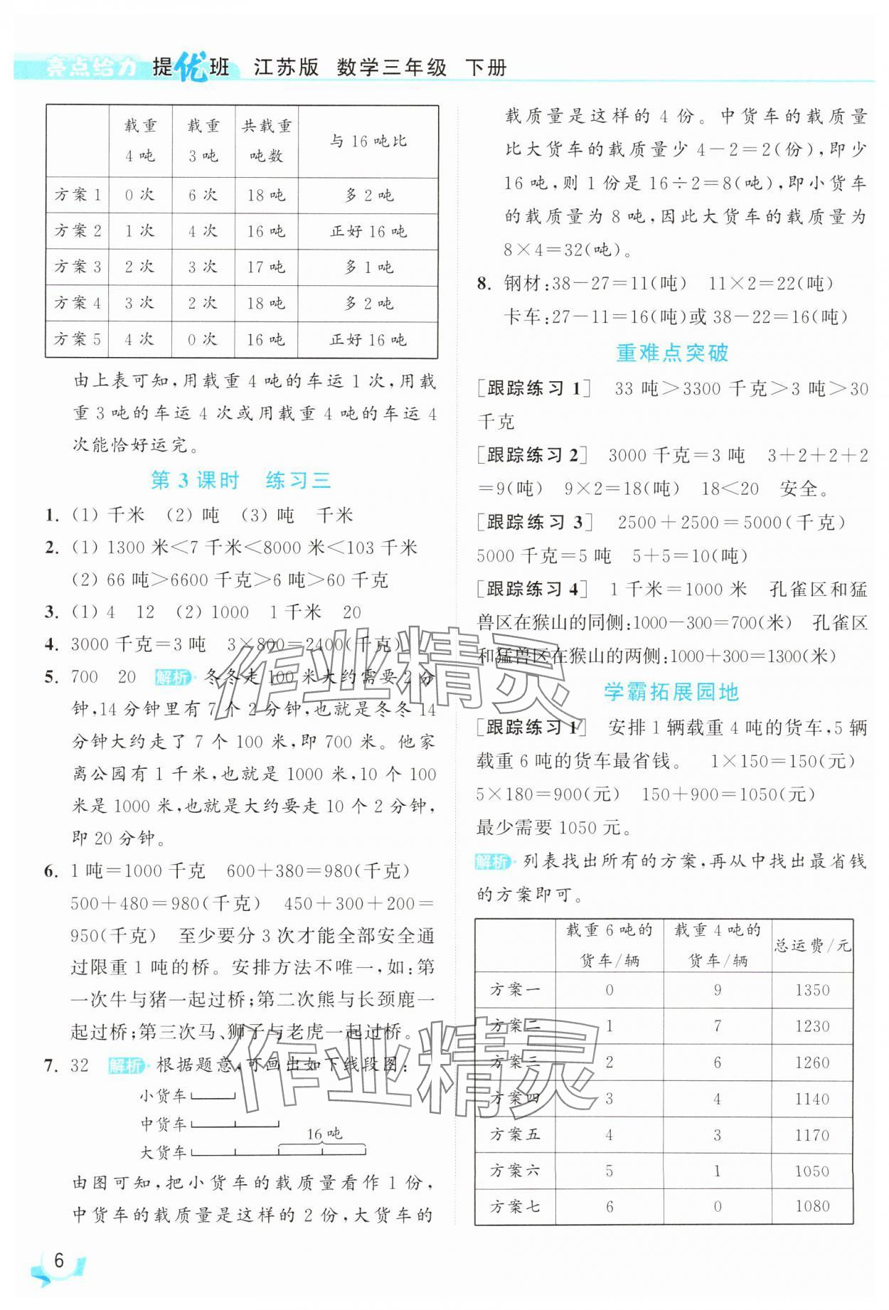 2025年亮點(diǎn)給力提優(yōu)班三年級(jí)數(shù)學(xué)下冊蘇教版 參考答案第6頁