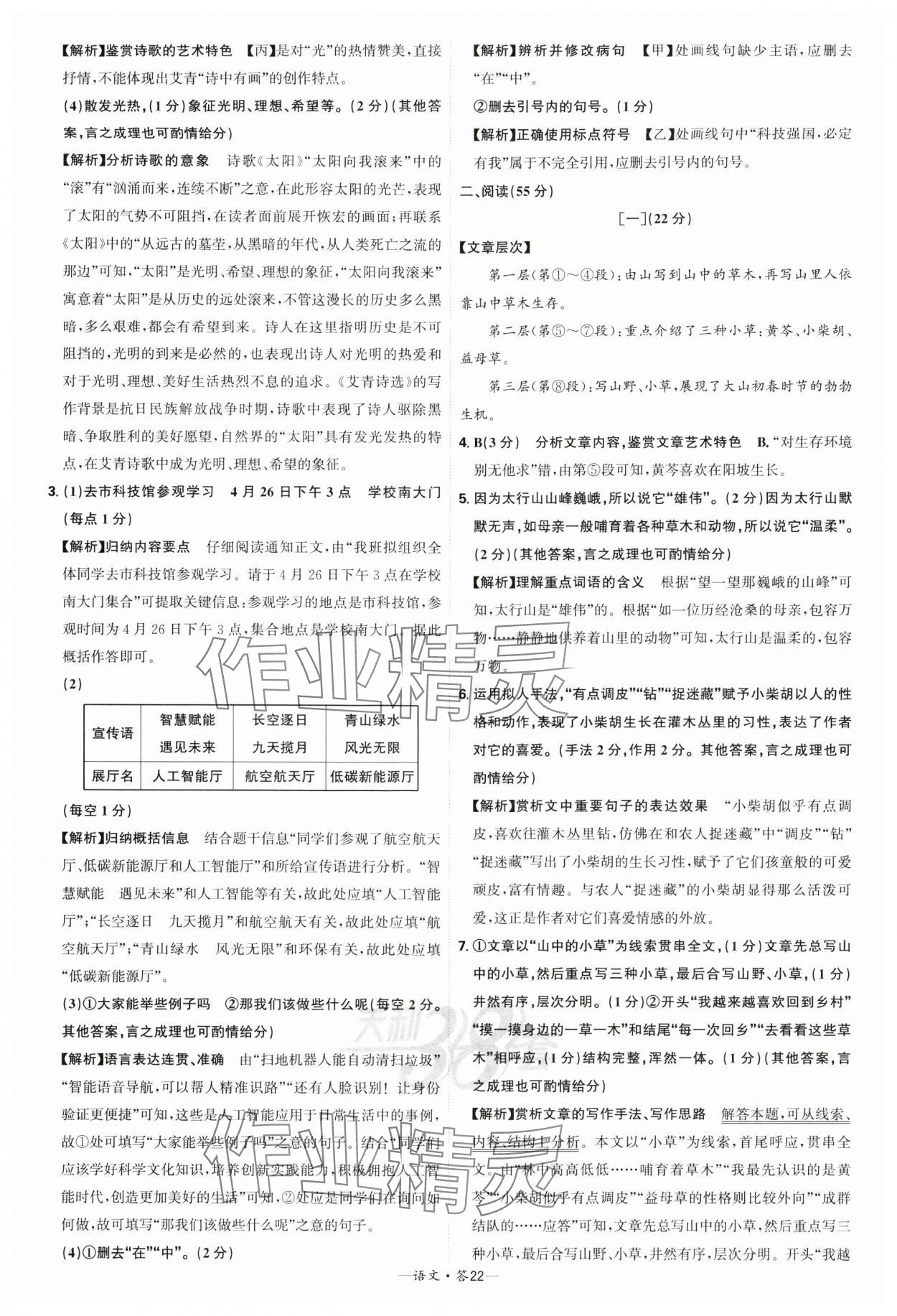 2025年天利38套新課標(biāo)全國中考試題精選語文 參考答案第22頁