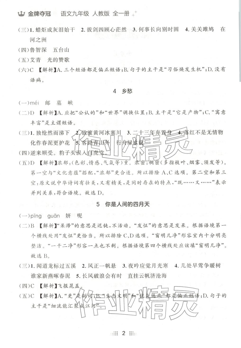 2025年点石成金金牌夺冠九年级语文全一册人教版辽宁专版&nbsp;第2页