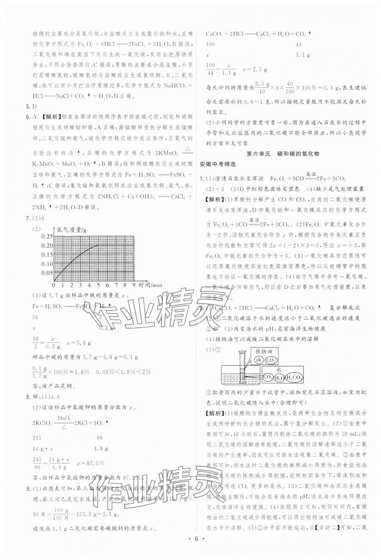 2024年決勝中考化學(xué)安徽專版 參考答案第6頁