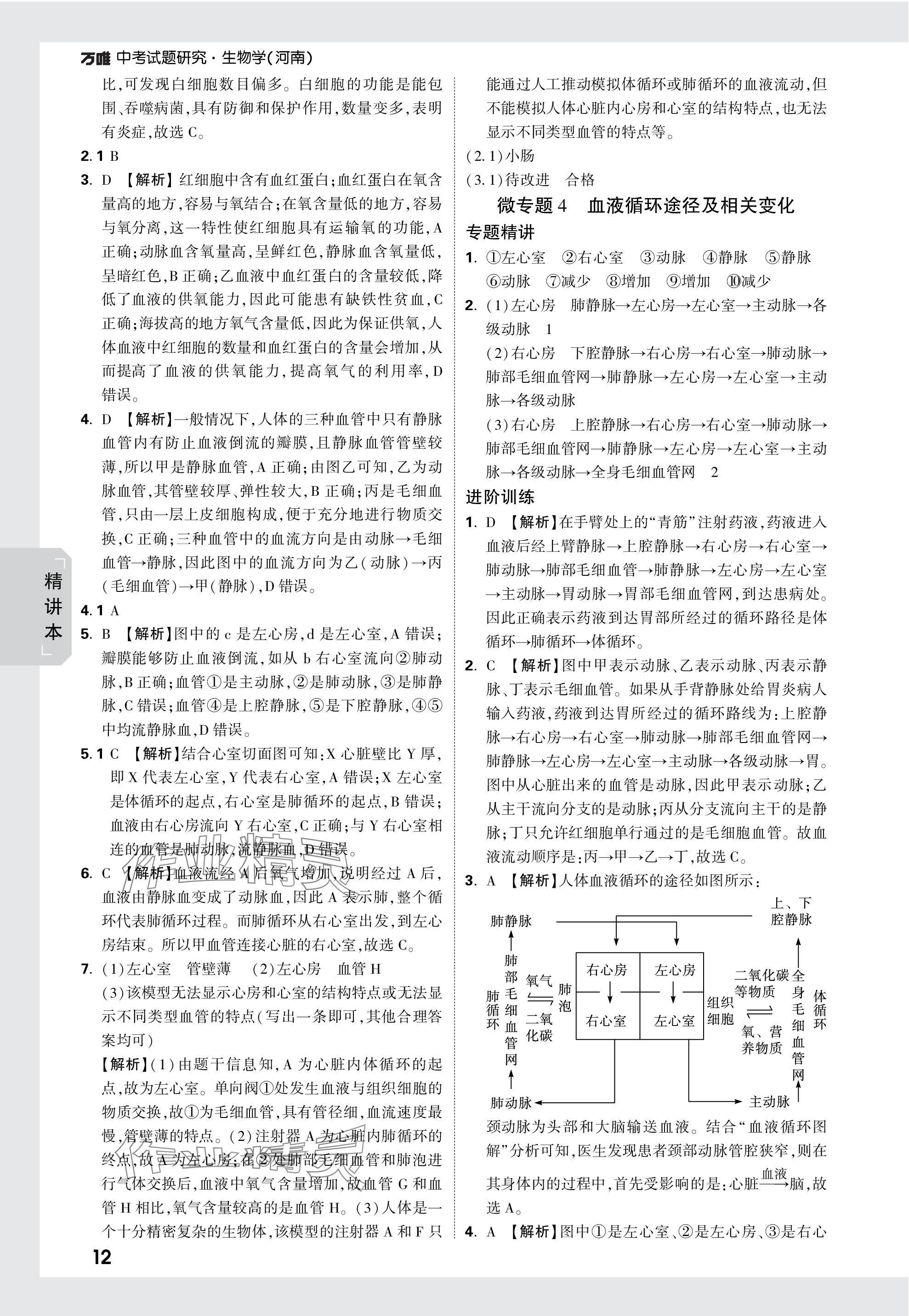 2024年万唯中考试题研究生物河南专版 参考答案第12页