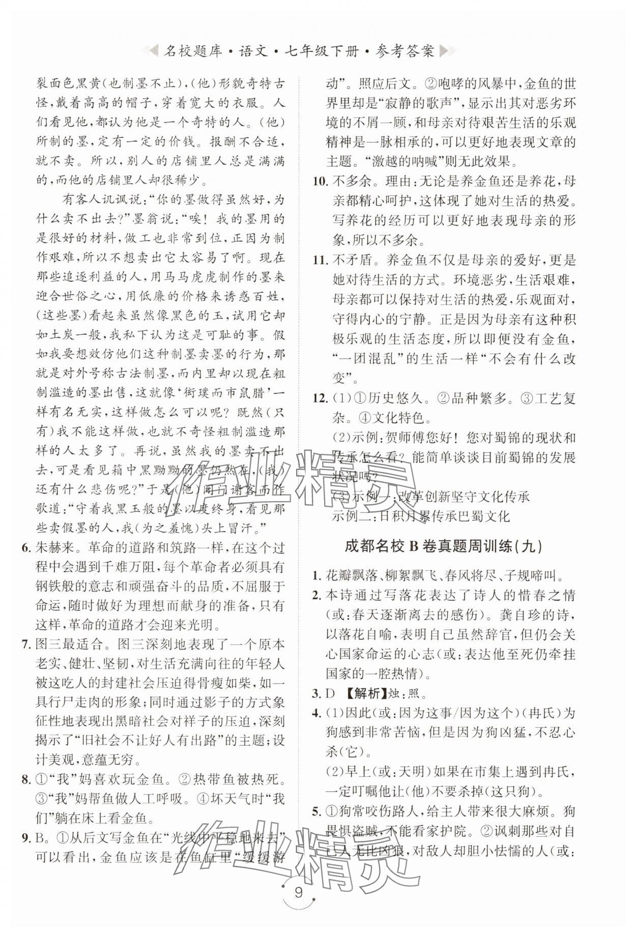 2025年名校題庫七年級(jí)語文下冊人教版 第9頁