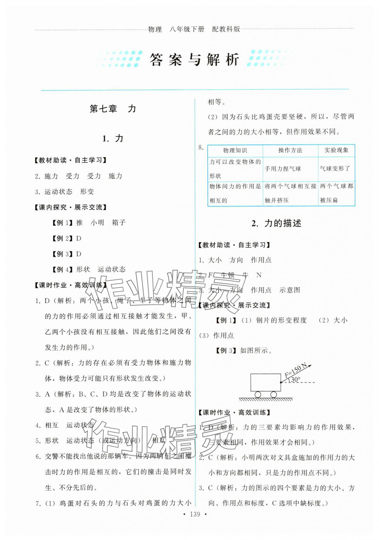 2024年能力培养与测试八年级物理下册教科版 参考答案第1页