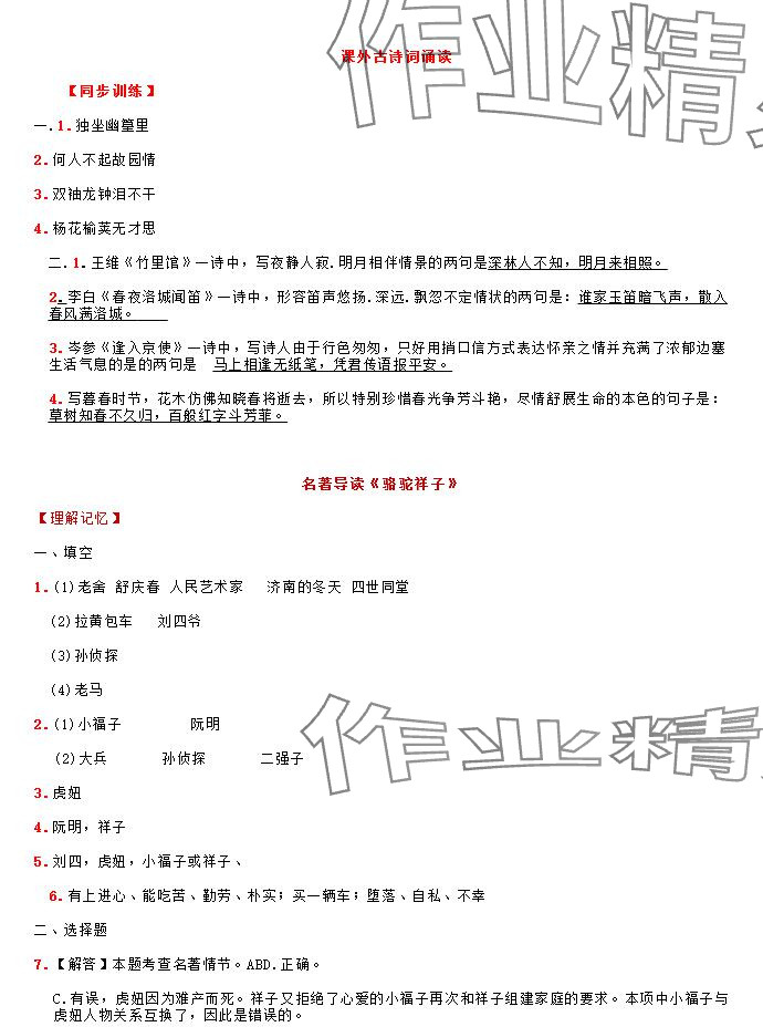 2025年領(lǐng)跑新學(xué)期寒假培優(yōu)銜接七年級(jí)&nbsp;參考答案第14頁