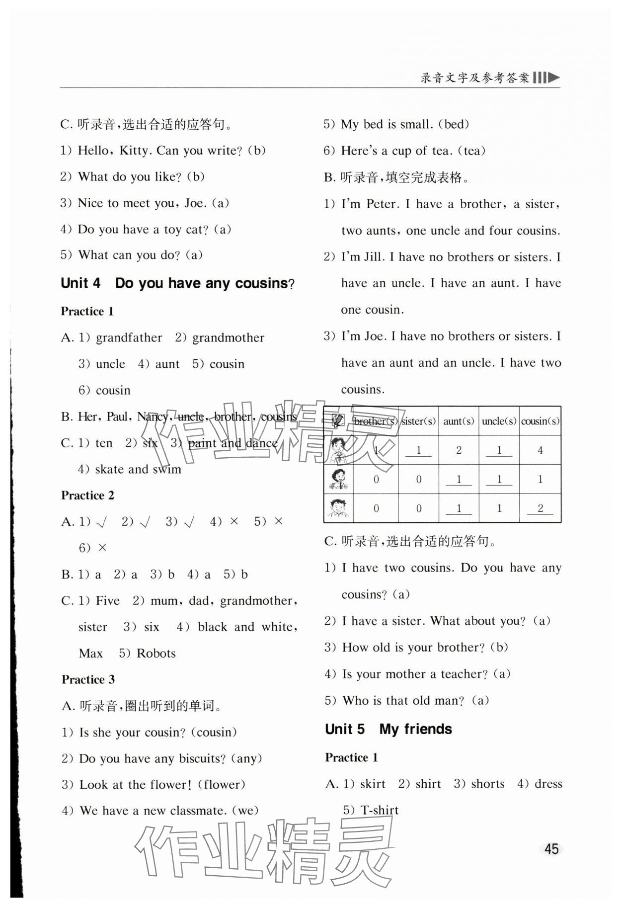 2024年牛津英語基礎訓練四年級上冊 參考答案第3頁