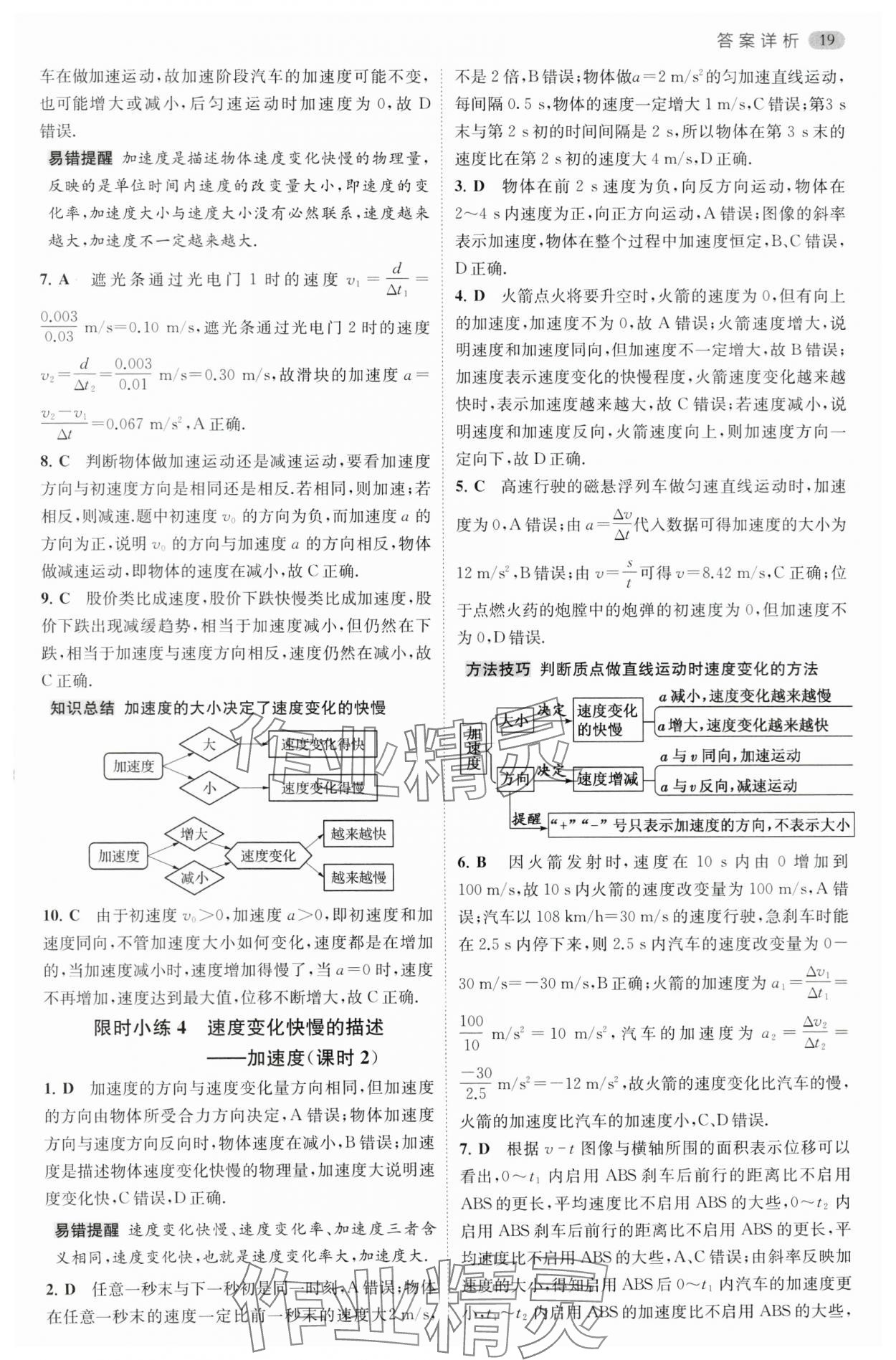 2024年小題狂做高中物理必修第一冊人教版 參考答案第4頁