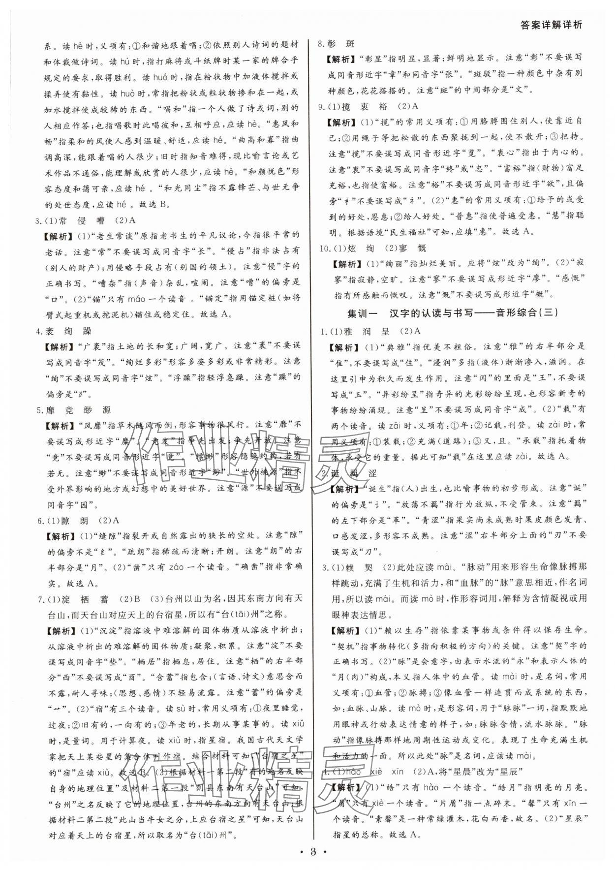 2025年浙派名师中考方略分类集训语文中考人教版浙江专版 参考答案第2页