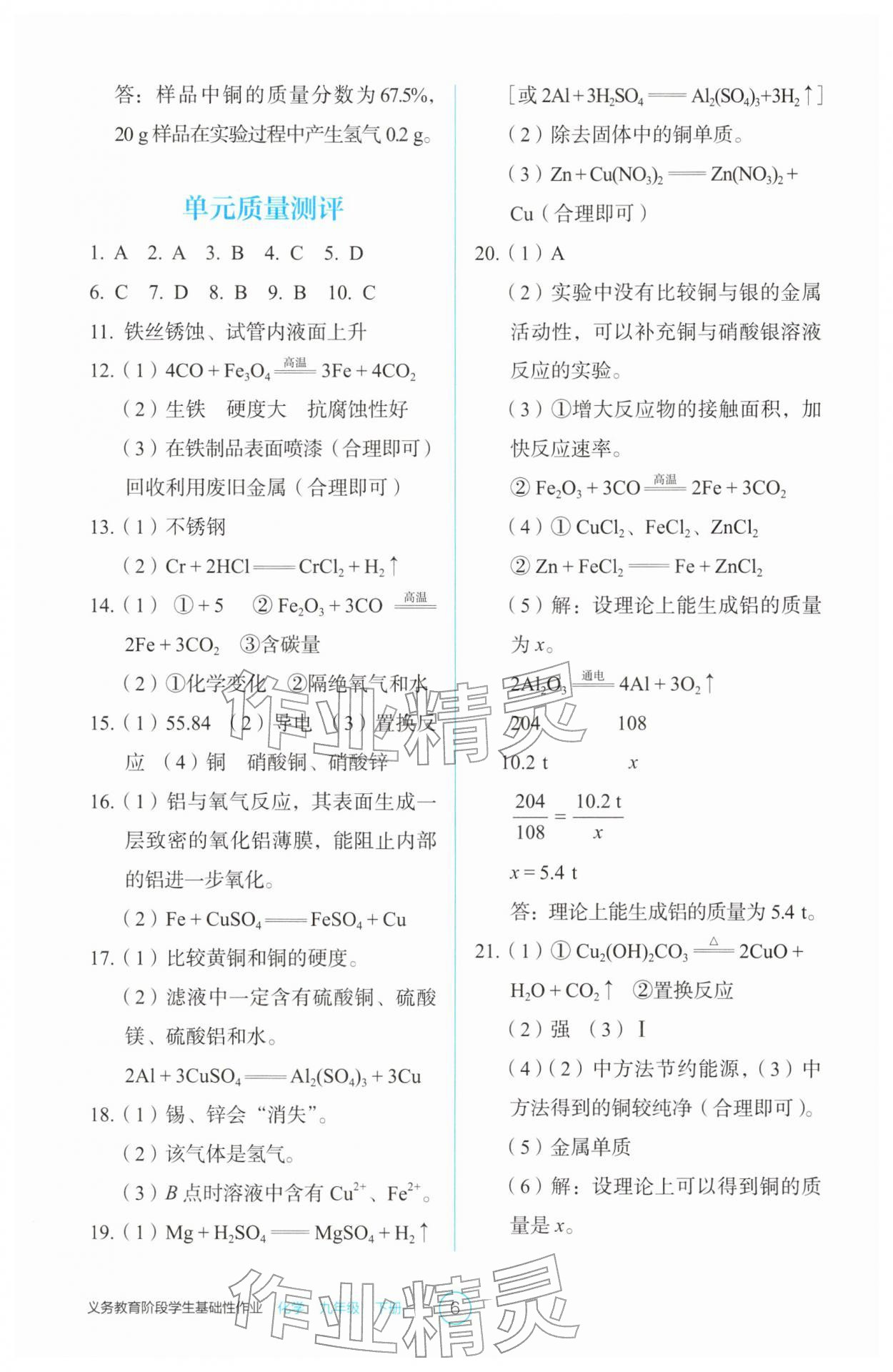 2026年学生基础性作业九年级化学下册人教版&nbsp;第6页