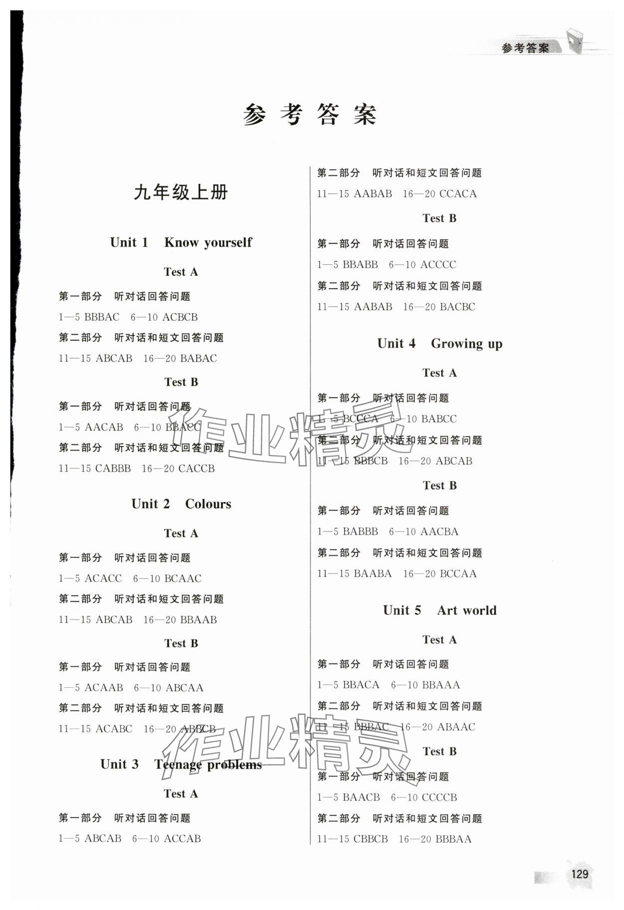 2023年江蘇省英語人機對話考試聽力實戰(zhàn)演練九年級全一冊 參考答案第1頁