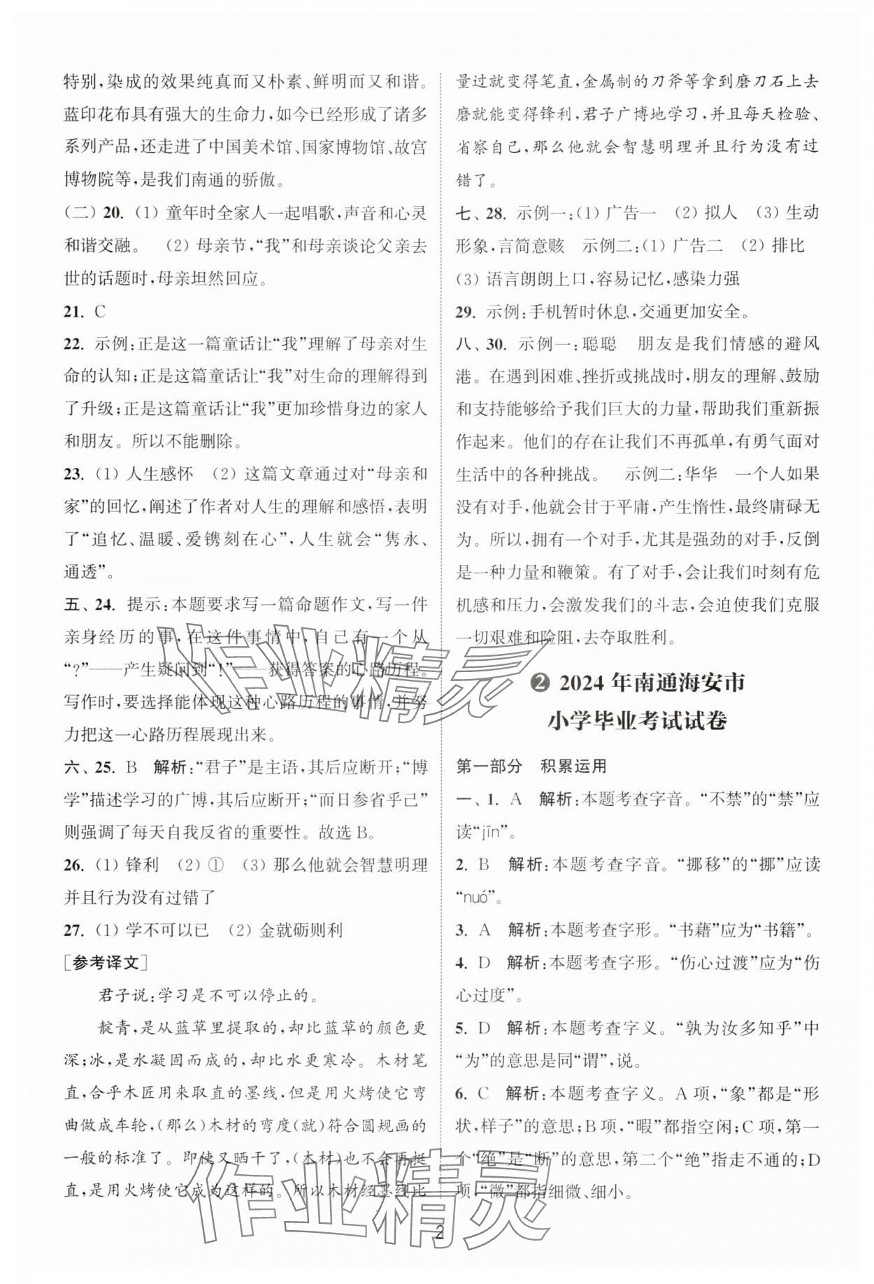 2025年通城學典小升初真題匯編語文 第2頁