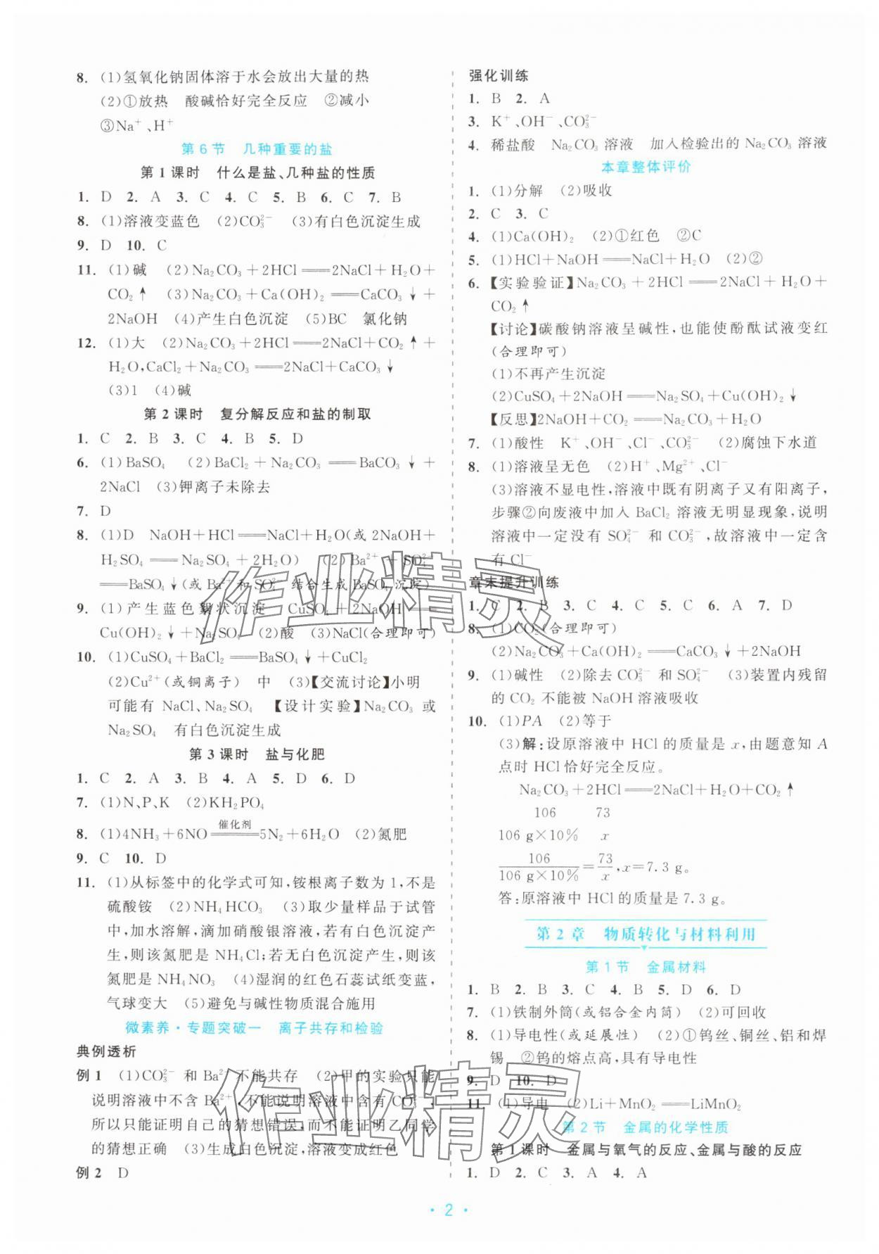 2025年精彩练习就练这一本九年级科学全一册浙教版评议教辅 第2页