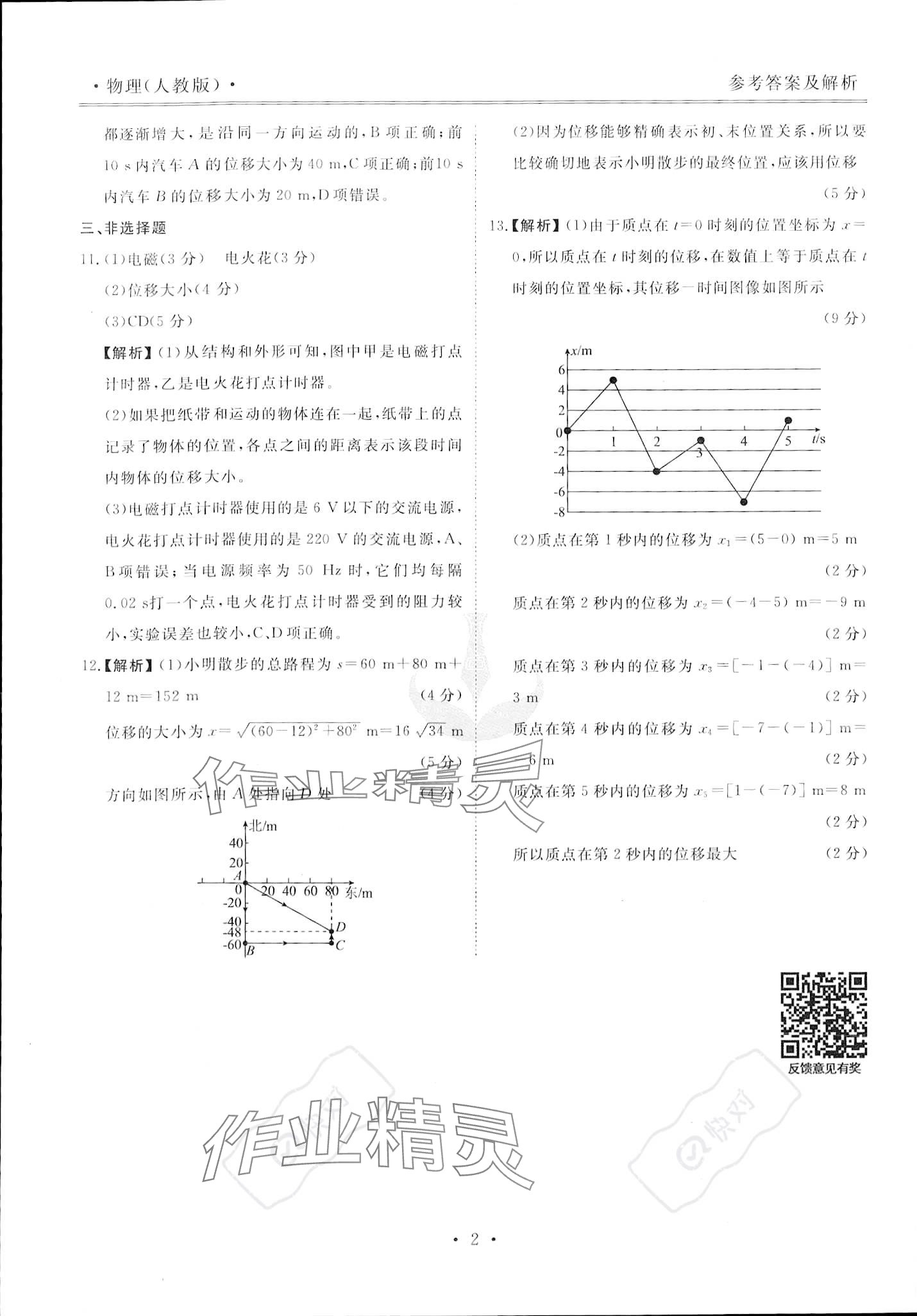 2023年衡水金卷先享題高一物理上冊人教版 參考答案第2頁