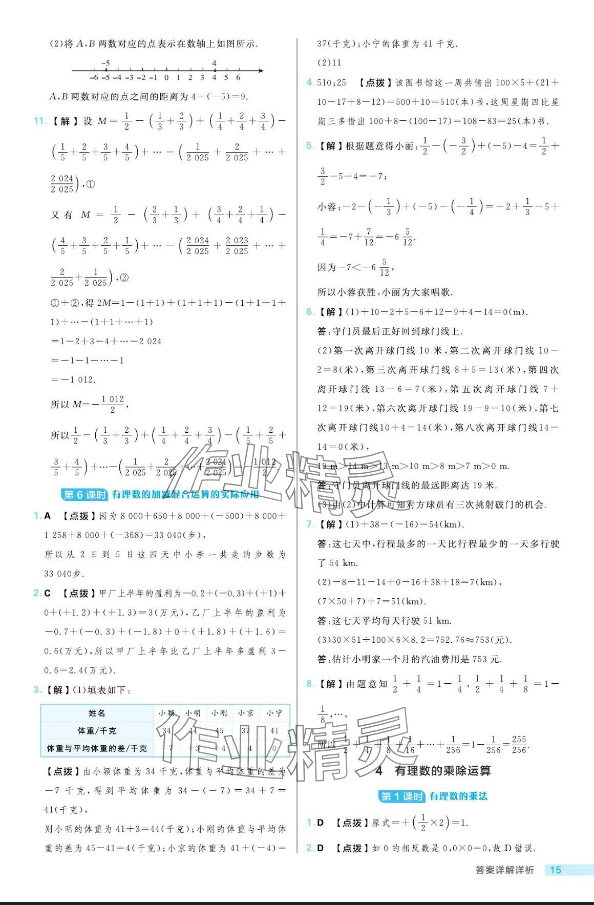 2024年綜合應用創(chuàng)新題典中點六年級數(shù)學上冊魯教版54制 參考答案第15頁