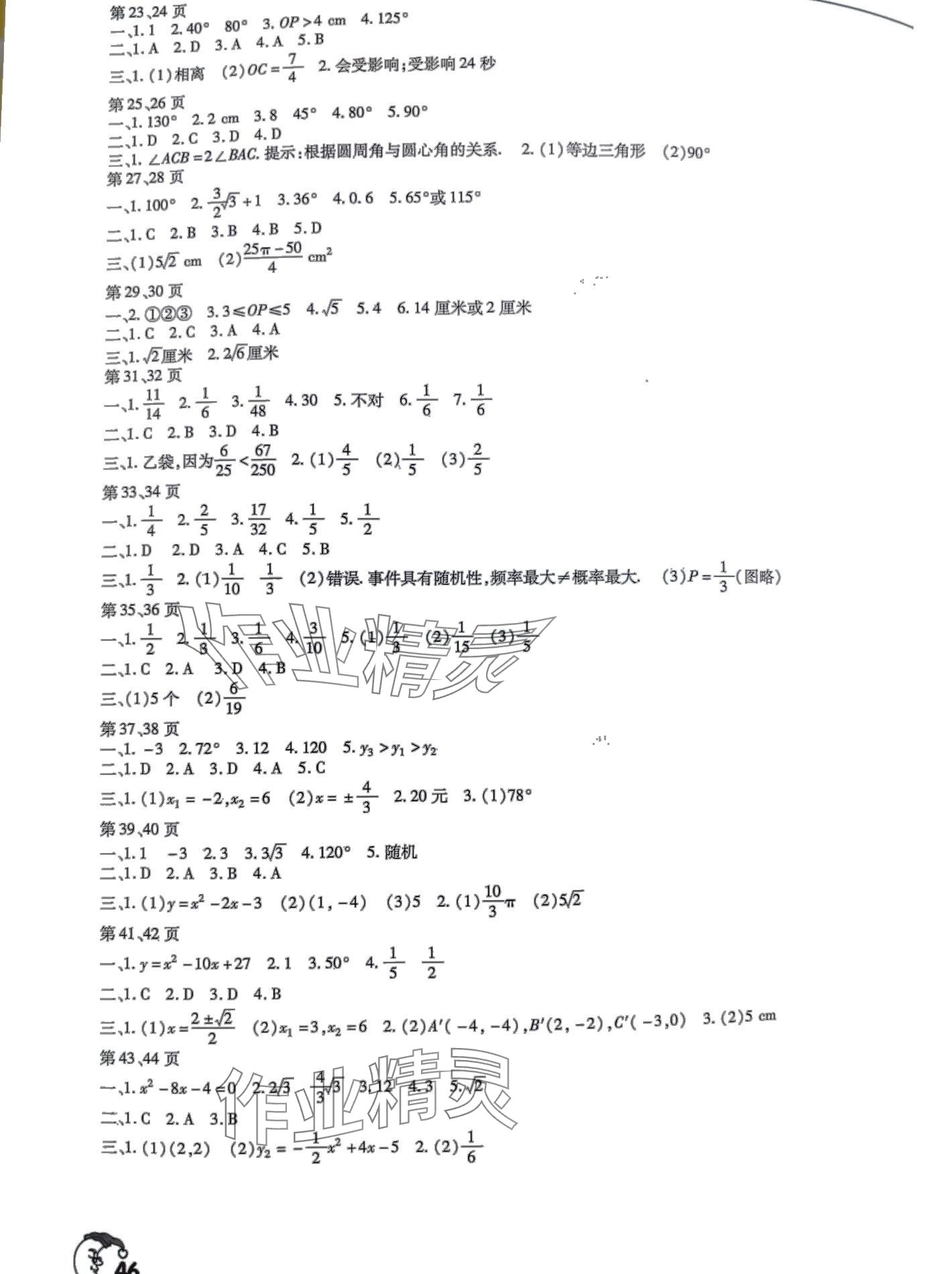 2024年寒假作业天天练文心出版社九年级数学 第2页
