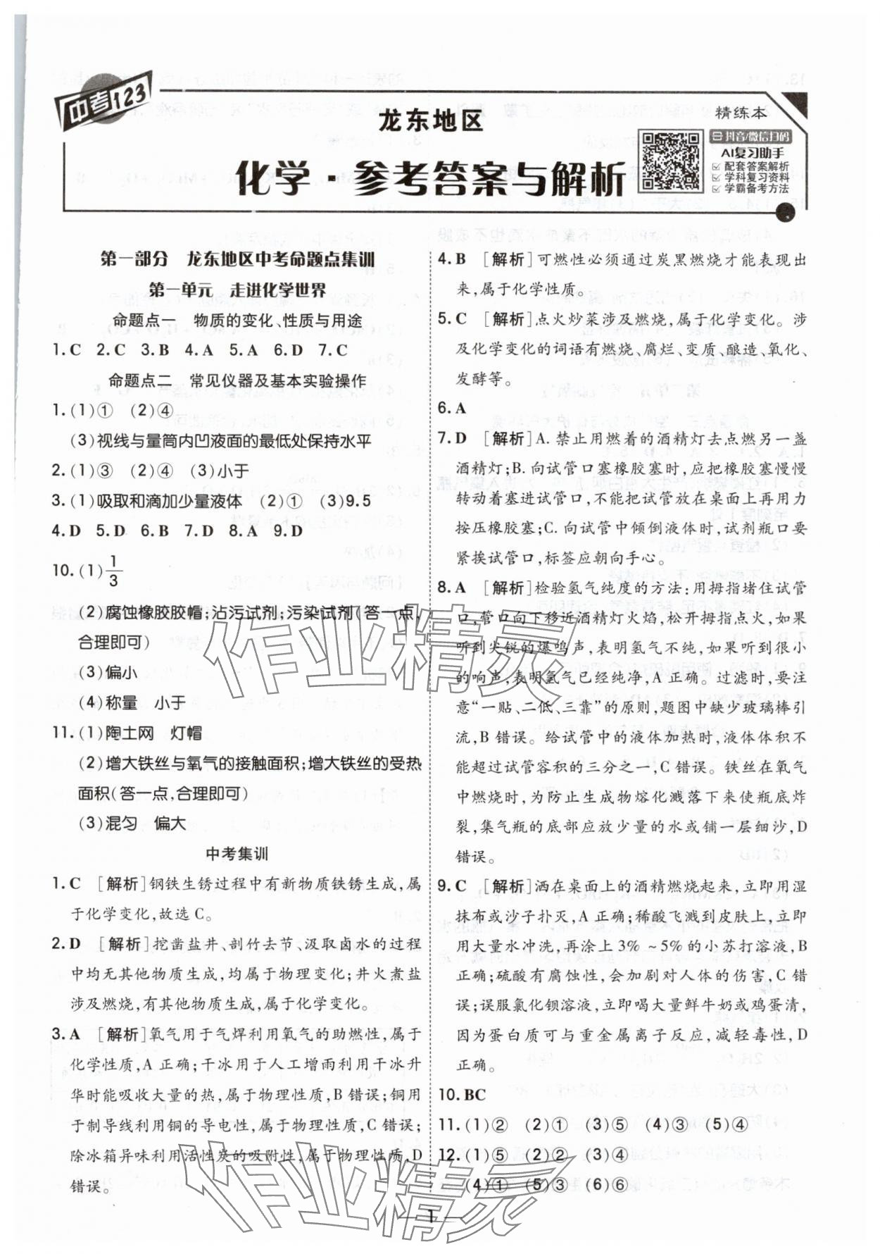 2025年中考123基礎章節(jié)總復習測試卷化學 第1頁