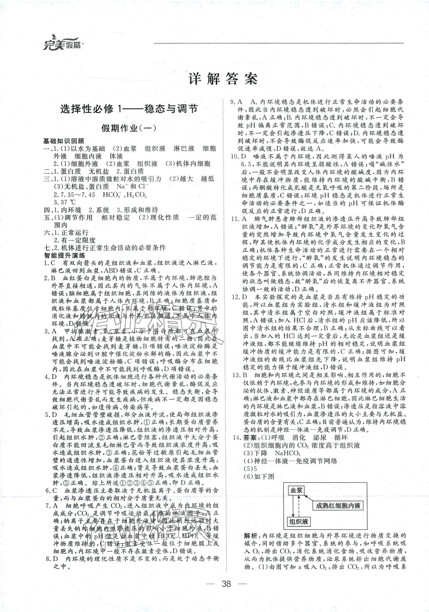 2024年完美假期假期自主學(xué)習(xí)訓(xùn)練高二生物 第1頁