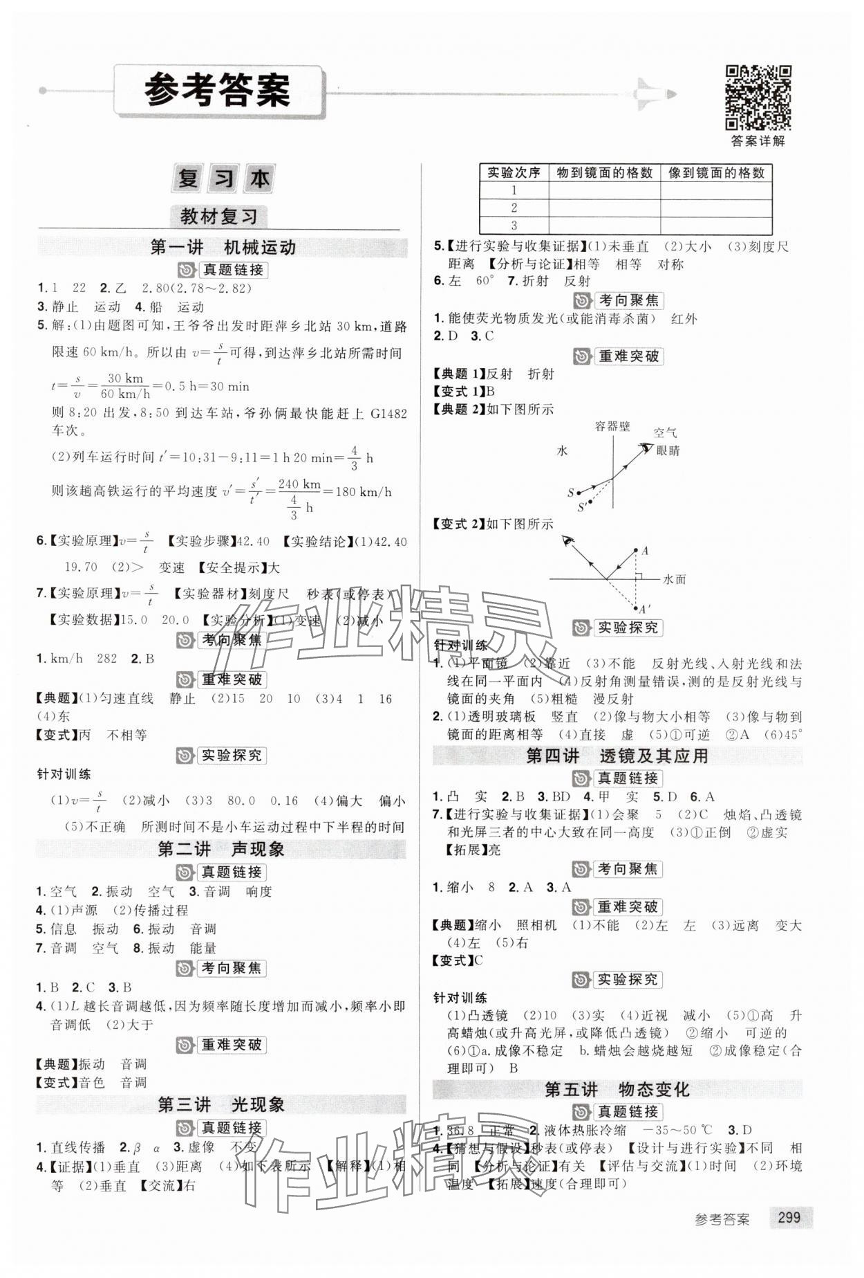 2025年追擊中考物理江西專(zhuān)版 參考答案第1頁(yè)