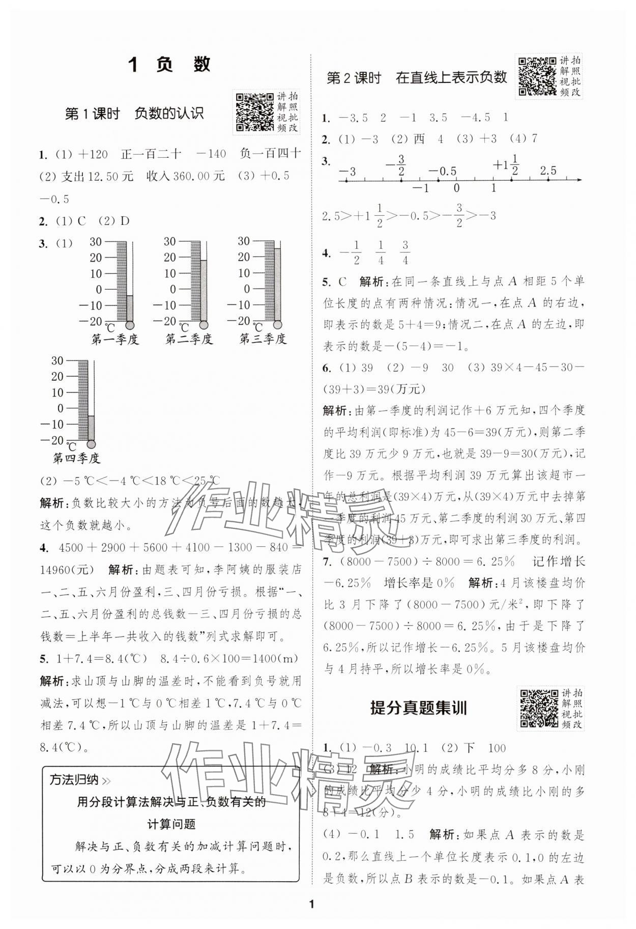 2025年拔尖特訓(xùn)六年級數(shù)學(xué)下冊人教版 參考答案第1頁