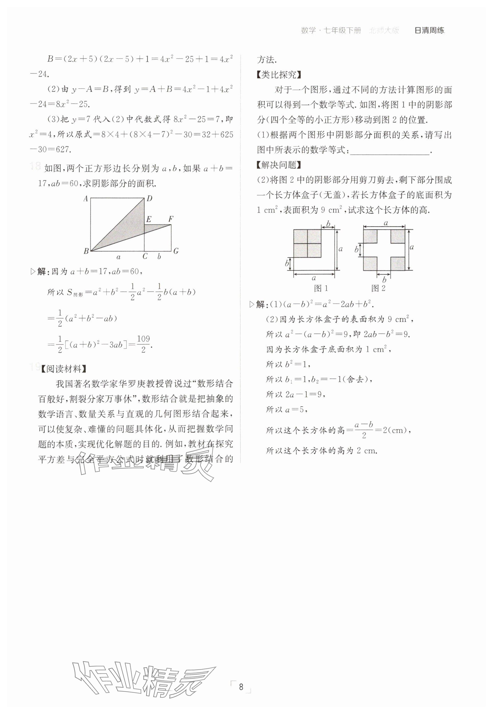 2025年日清周練七年級(jí)數(shù)學(xué)下冊(cè)北師大版 參考答案第8頁(yè)