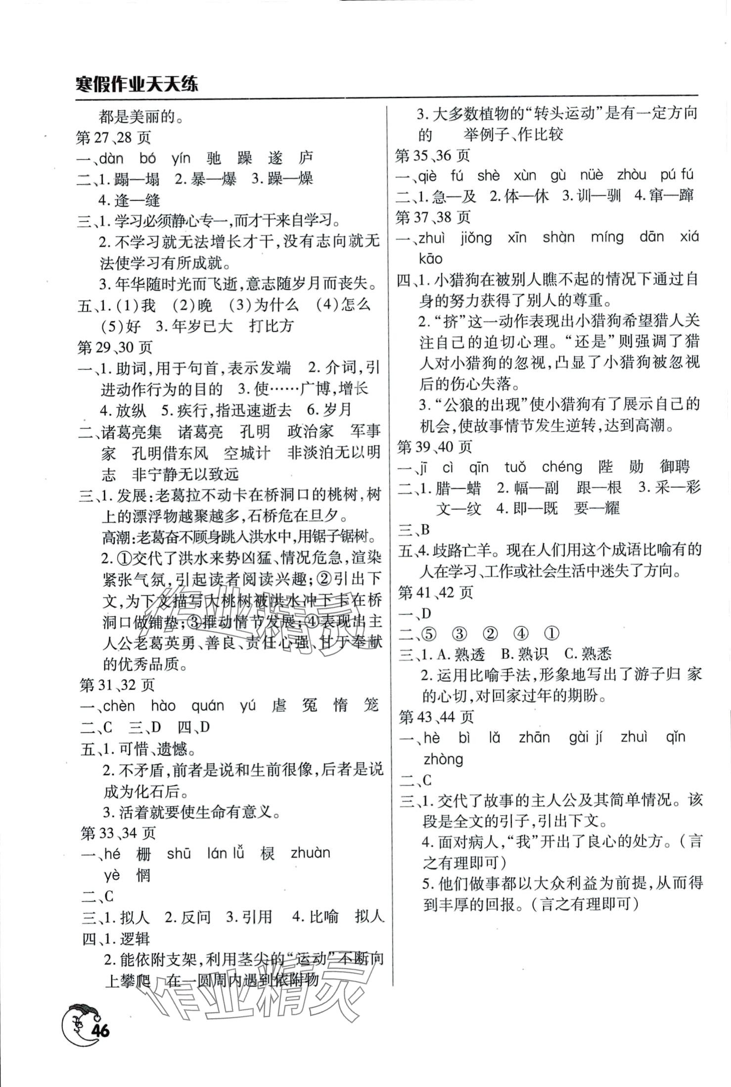 2024年寒假作业天天练文心出版社七年级语文人教版 第2页