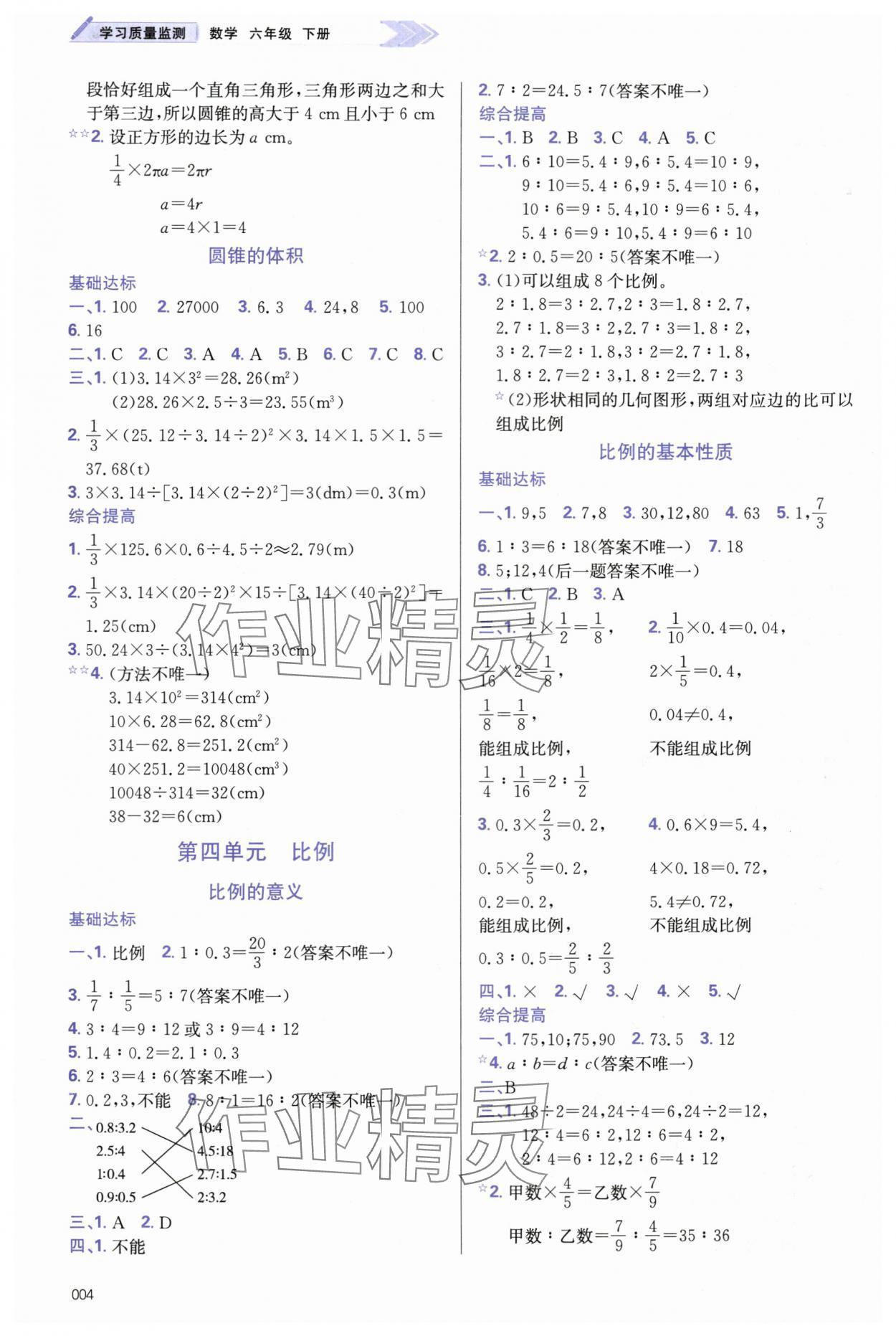 2024年学习质量监测六年级数学下册人教版 第4页