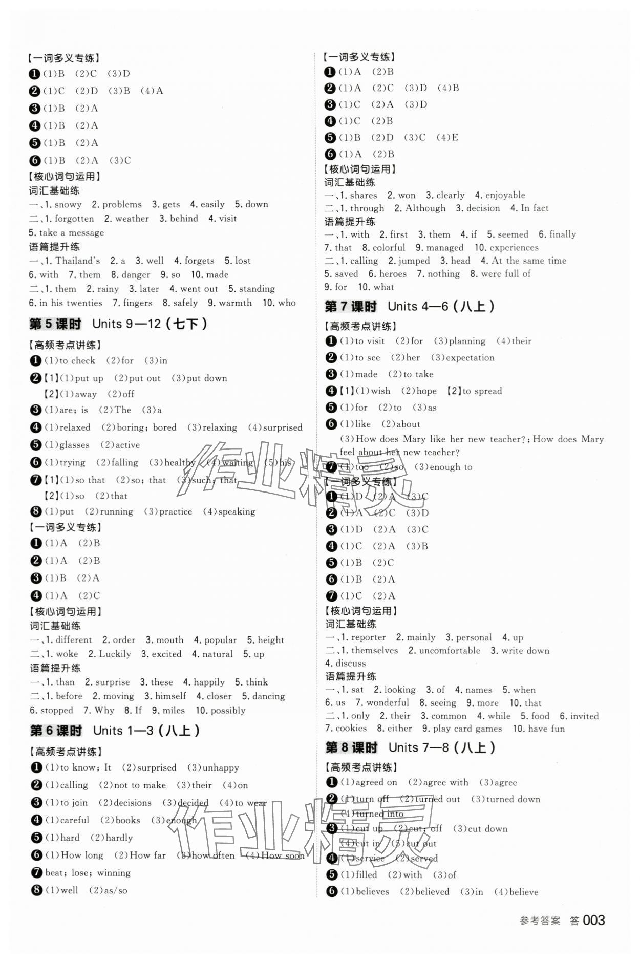 2024年全品中考復(fù)習(xí)方案英語(yǔ)寧夏專版 參考答案第2頁(yè)