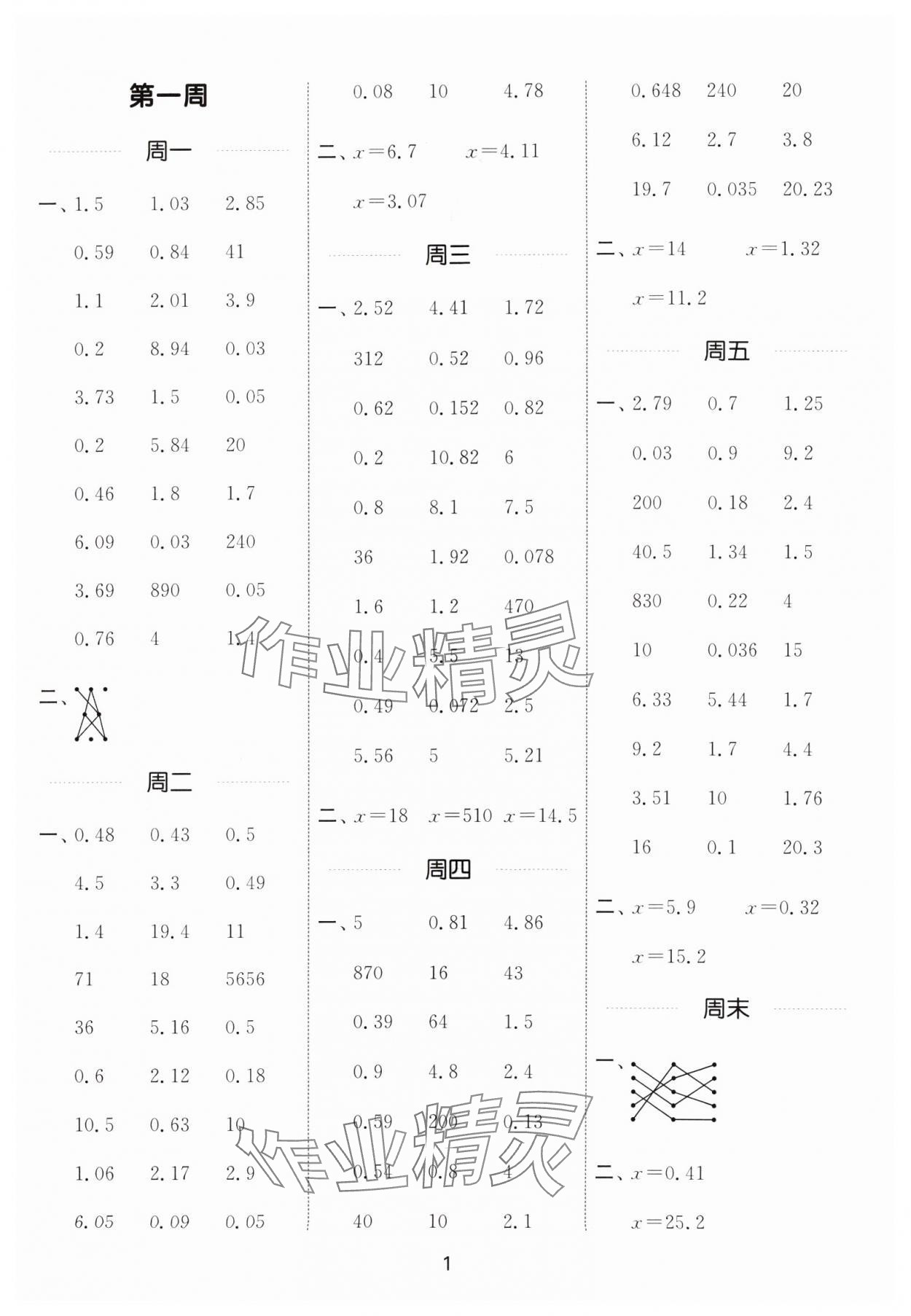 2024年通城学典计算能手五年级数学下册苏教版 第1页