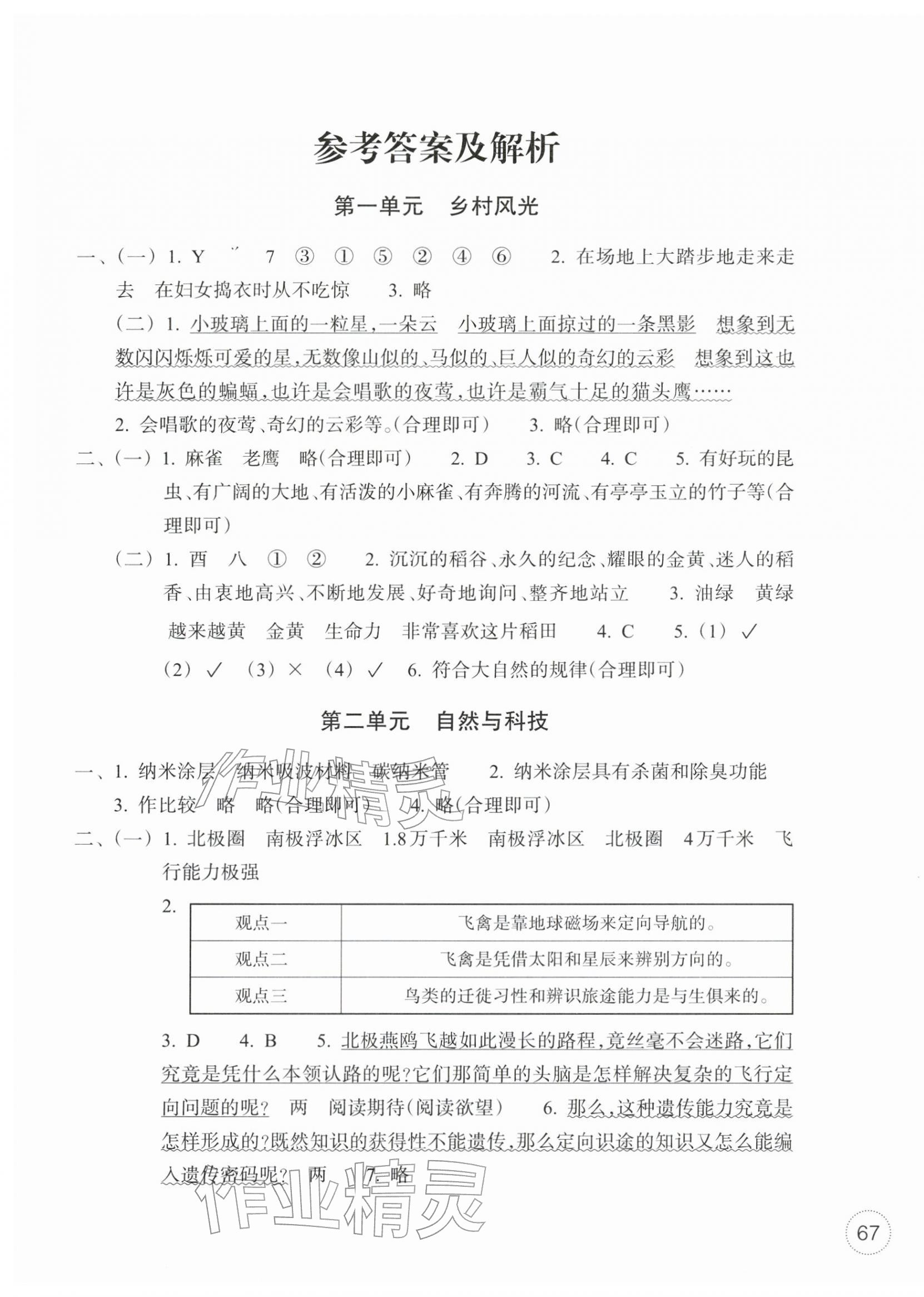 2026年单元学习指导与练习四年级语文下册人教版&nbsp;参考答案第1页
