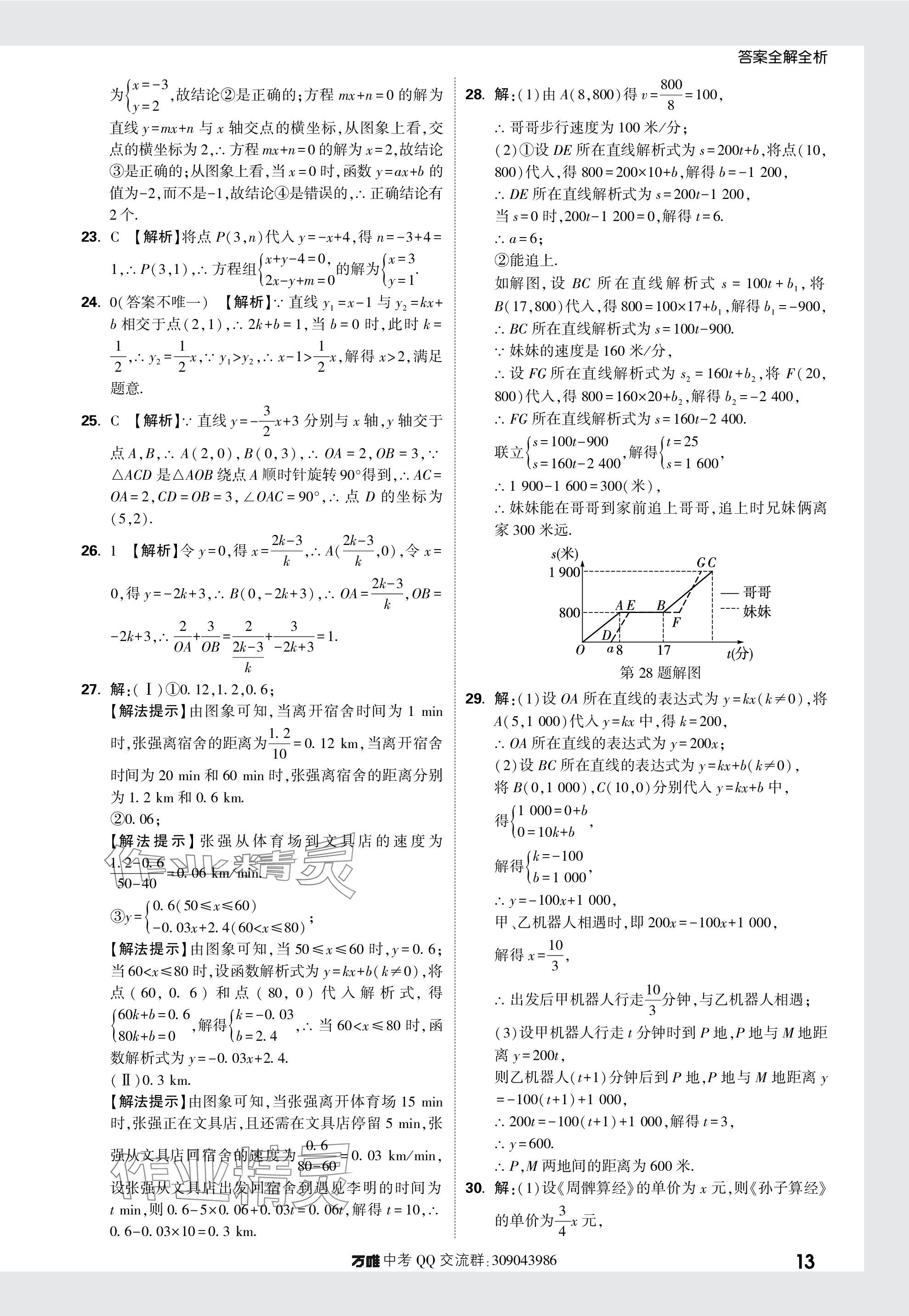 2024年萬(wàn)唯中考真題分類數(shù)學(xué) 參考答案第13頁(yè)