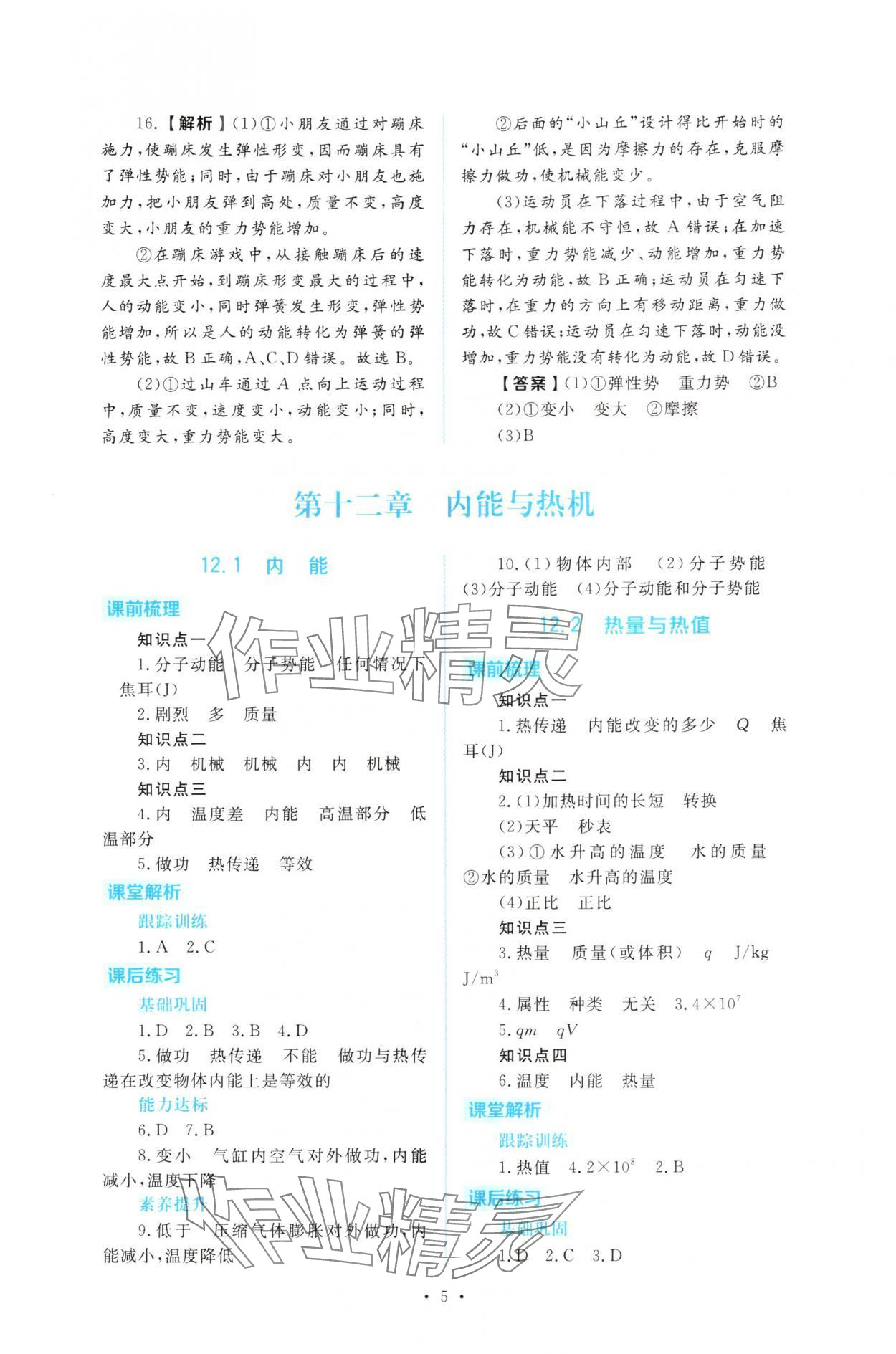 2025年金版学案同步优学智慧作业九年级物理上册沪粤版&nbsp;第5页