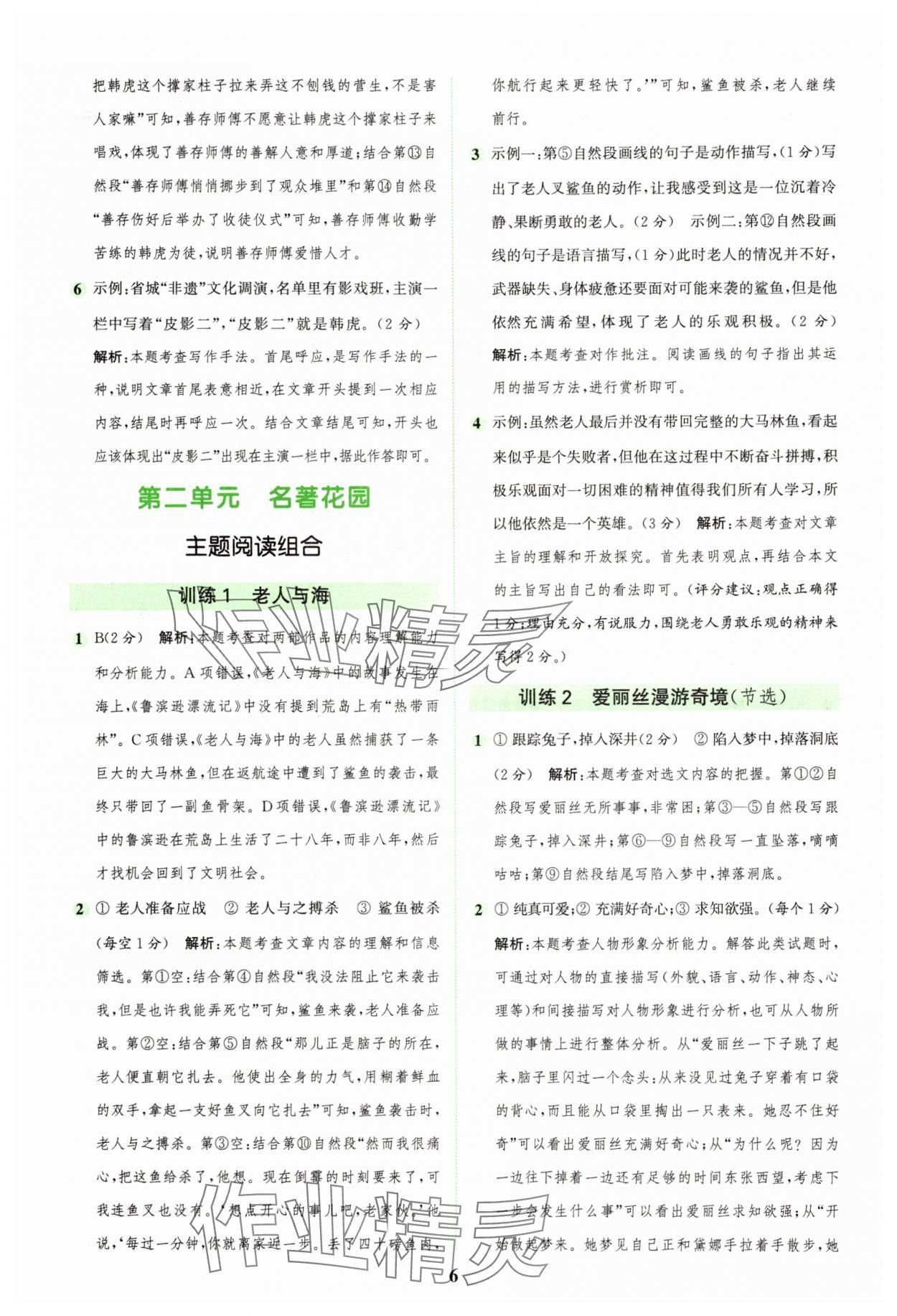 2025年通城學(xué)典組合訓(xùn)練六年級(jí)語(yǔ)文下冊(cè)人教版浙江專版 參考答案第6頁(yè)