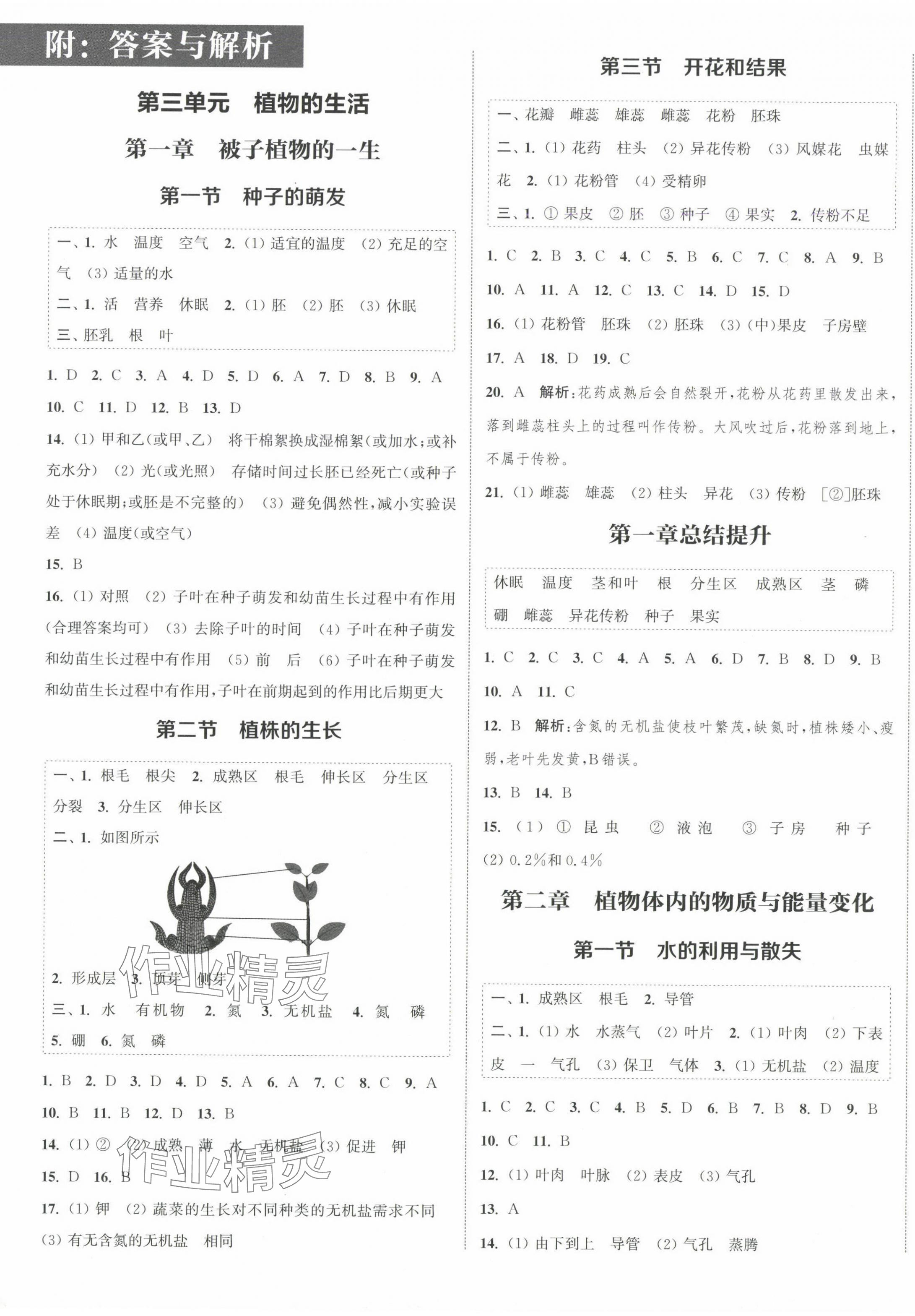 2025年通城学典课时作业本七年级生物下册人教版 第1页