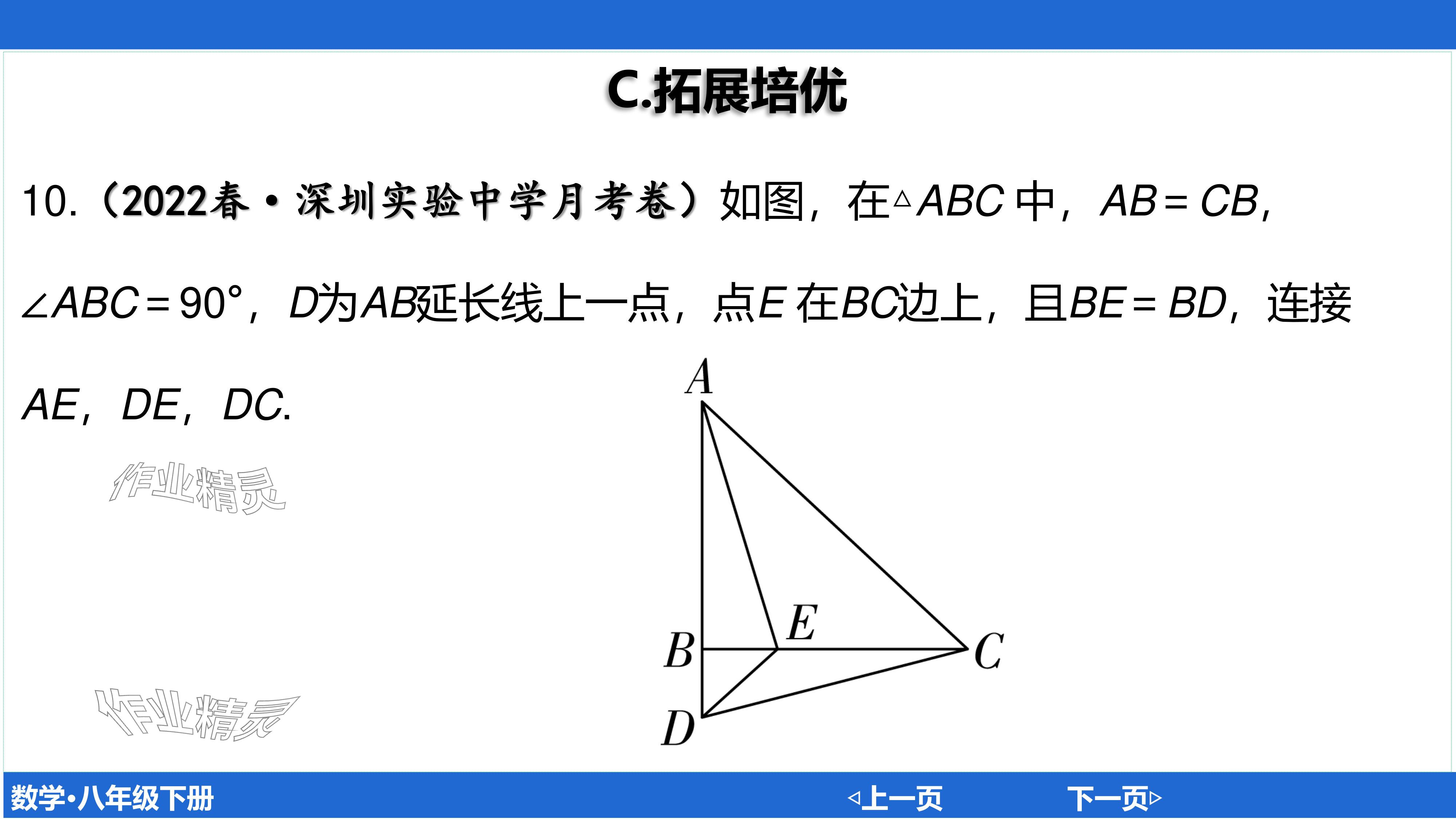 2024年廣東名師講練通八年級數學下冊北師大版深圳專版基礎版 參考答案第100頁