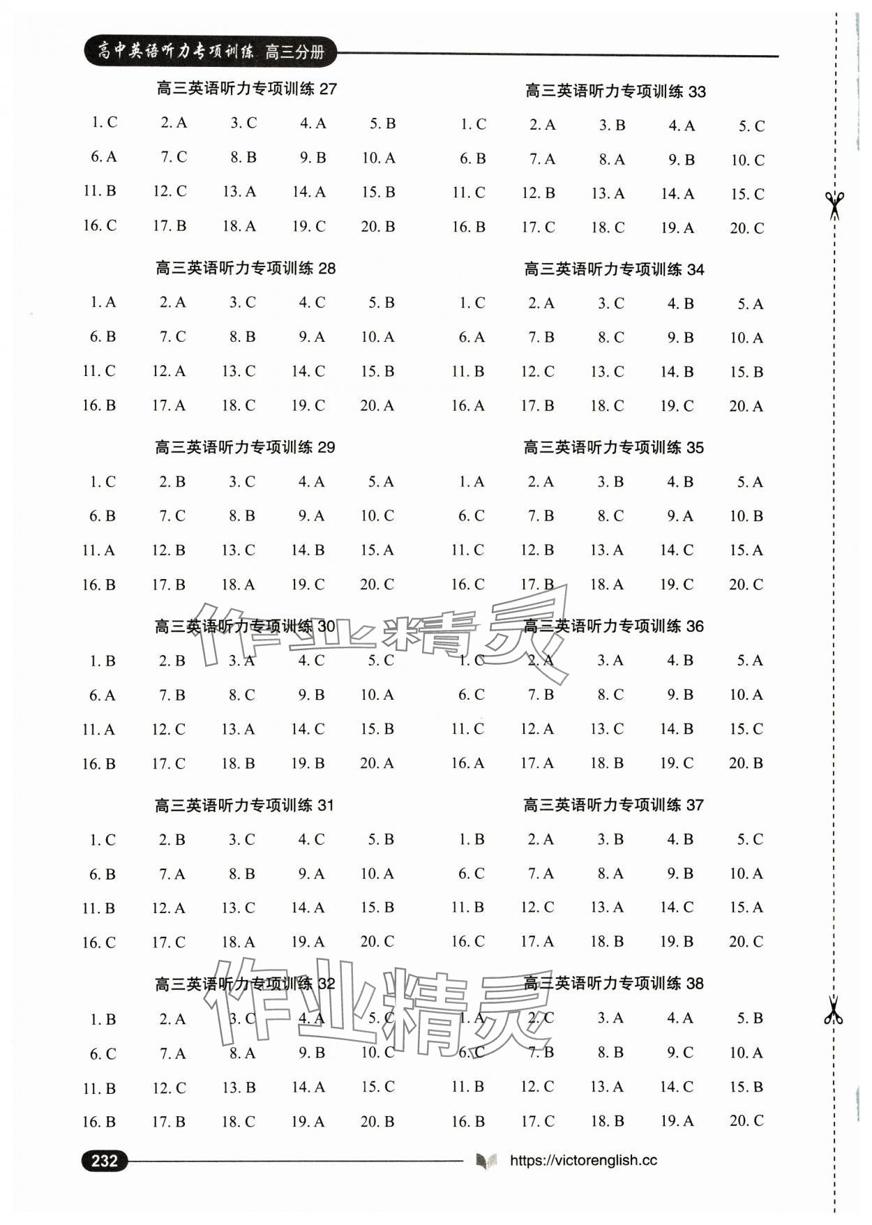 2024年高中英語(yǔ)聽力專項(xiàng)訓(xùn)練高三分冊(cè) 參考答案第4頁(yè)