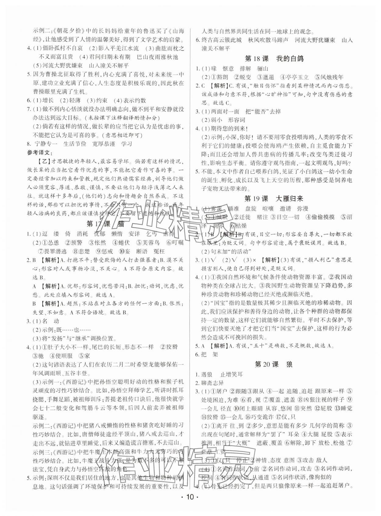 2024年基礎(chǔ)精練七年級語文上冊人教版深圳專版 第10頁