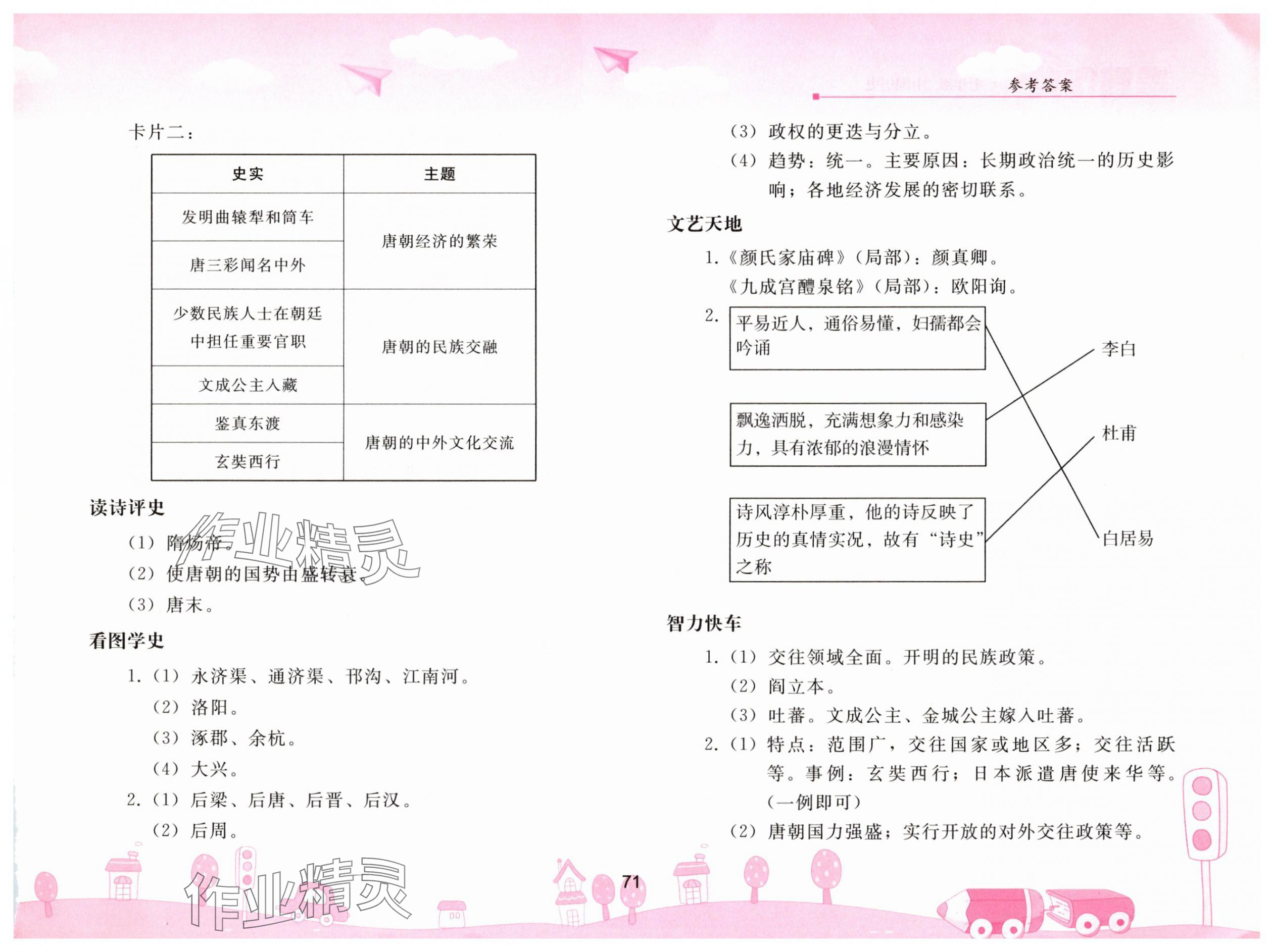 2025年暑假作业七年级中国历史人教版人民教育出版社 参考答案第2页
