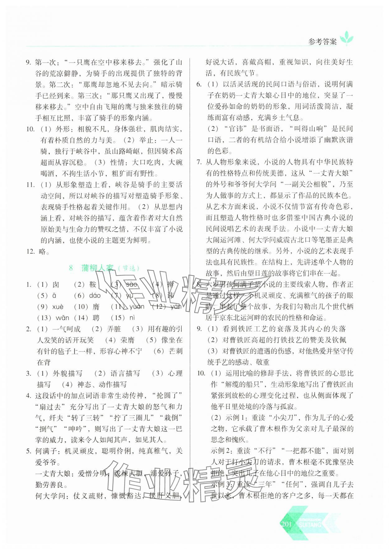 2025年随堂同步练习九年级语文下册人教版 参考答案第6页